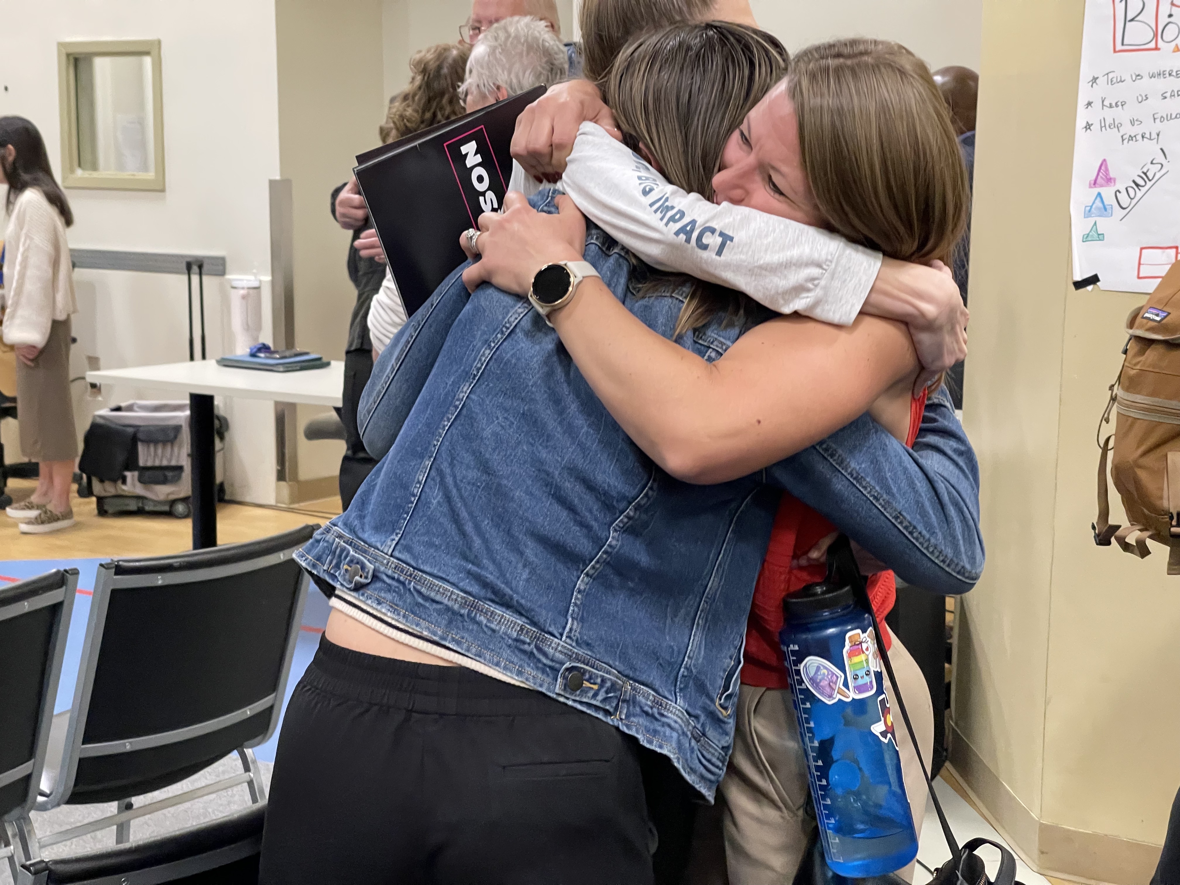 Becky McLean, Academy 360 executive director, embraced staff members following the Nov. 16, 2023 vote rejecting Superintendent Alex Marrero’s recommendation to close the low-performing school. (NicoBrambilanico.brambila@denvergazette.comhttps://denvergazette.com/content/tncms/avatars/4/ec/74a/4ec74aa2-71b0-11ed-af6f-0f0ae7acf7b0.d52fca74e95503d77da50127c9ff4e2d.png)