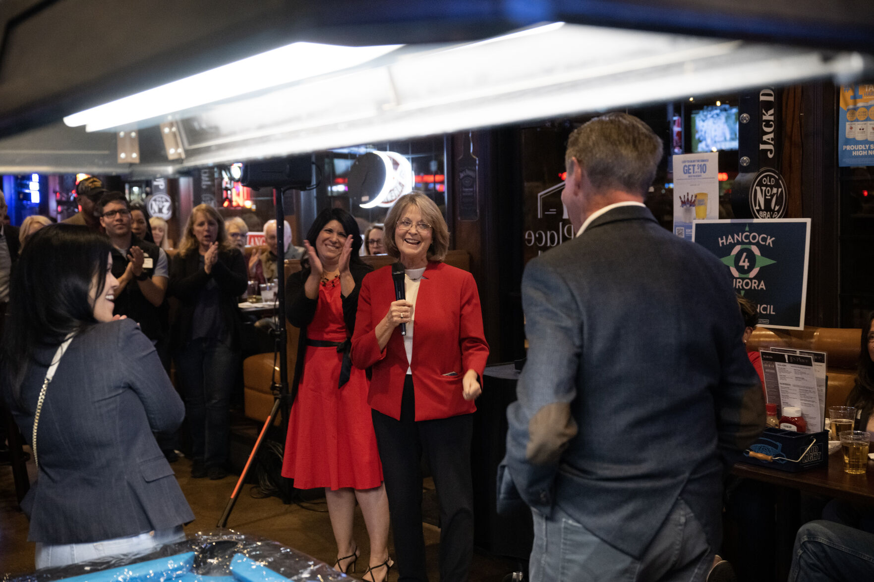 Sen. Barbara Kirkmeyer introduces former Governor Bill Ownes to give a speech during the “No On HH — Advance Colorado election night watch party” on Nov. 7 at JJ’s Place in Aurora. (TimHursttim.hurst@gazette.comhttps://secure.gravatar.com/avatar/aca82bd62b4ee425c598527cd6faa1b1?d=mm&r=g)