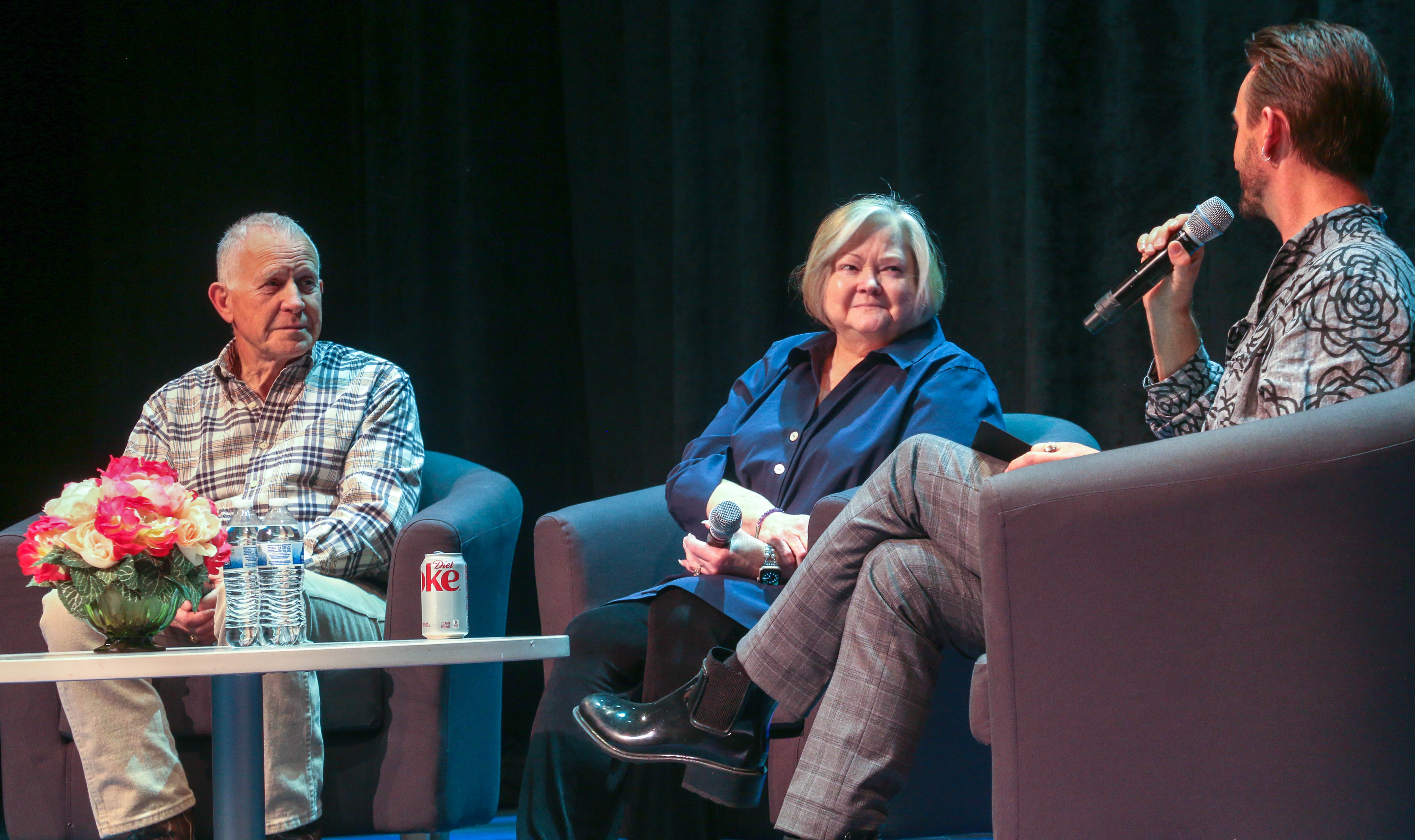Dennis and Judy Shepard, with moderator Brett Lord, spoke to audiences after weekend performances of