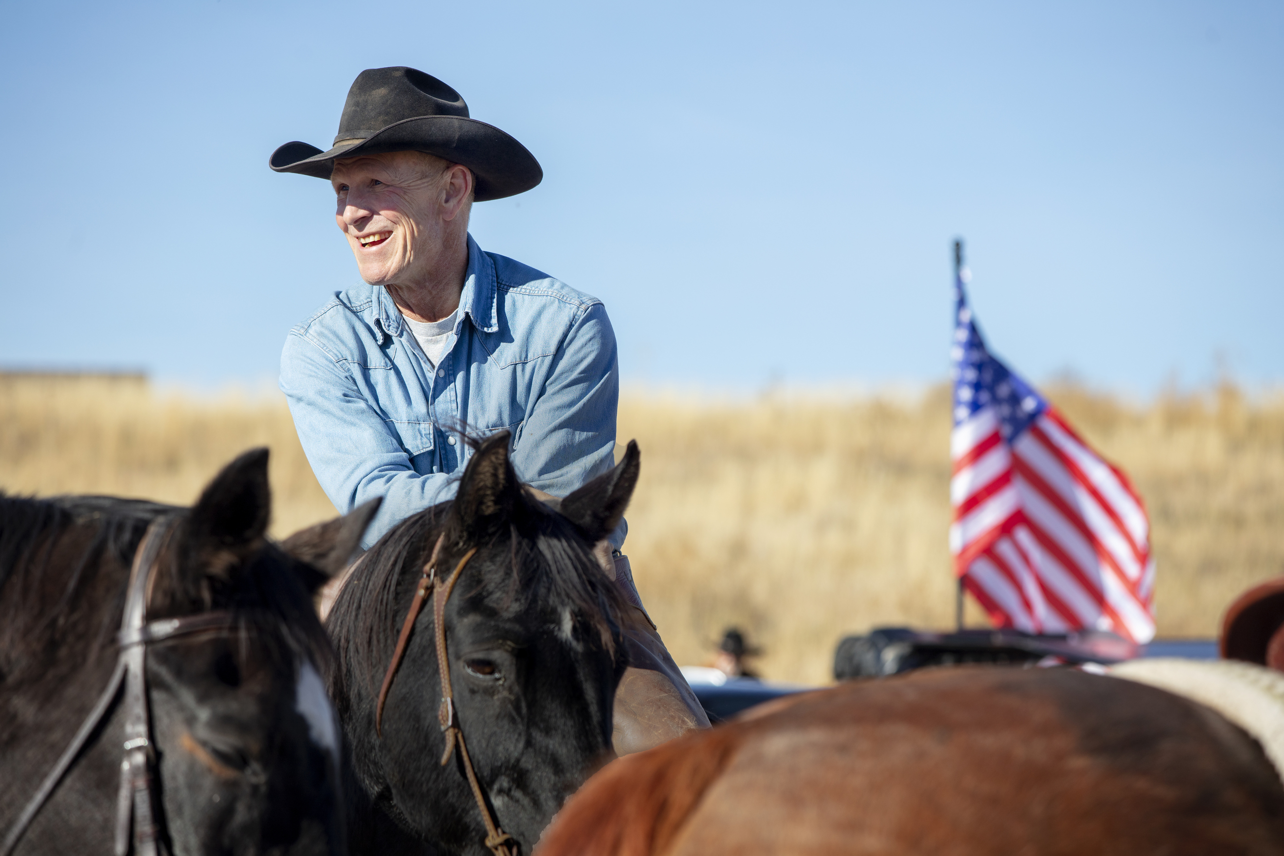 A cowboy waits to get organization for the annual cattle drive across the 3,400-acre Sterling Ranch property on Saturday, Nov. 4, 2023. The cattle are brought from their summer grazing pastures to their winter home as part of a rotational grazing strategy, which is critical way to foster a healthier ecosystem across landscapes. (Bear Gutierrez/Special to The Denver Gazette) (Bear Gutierrez/Special to The Denver Gazette)