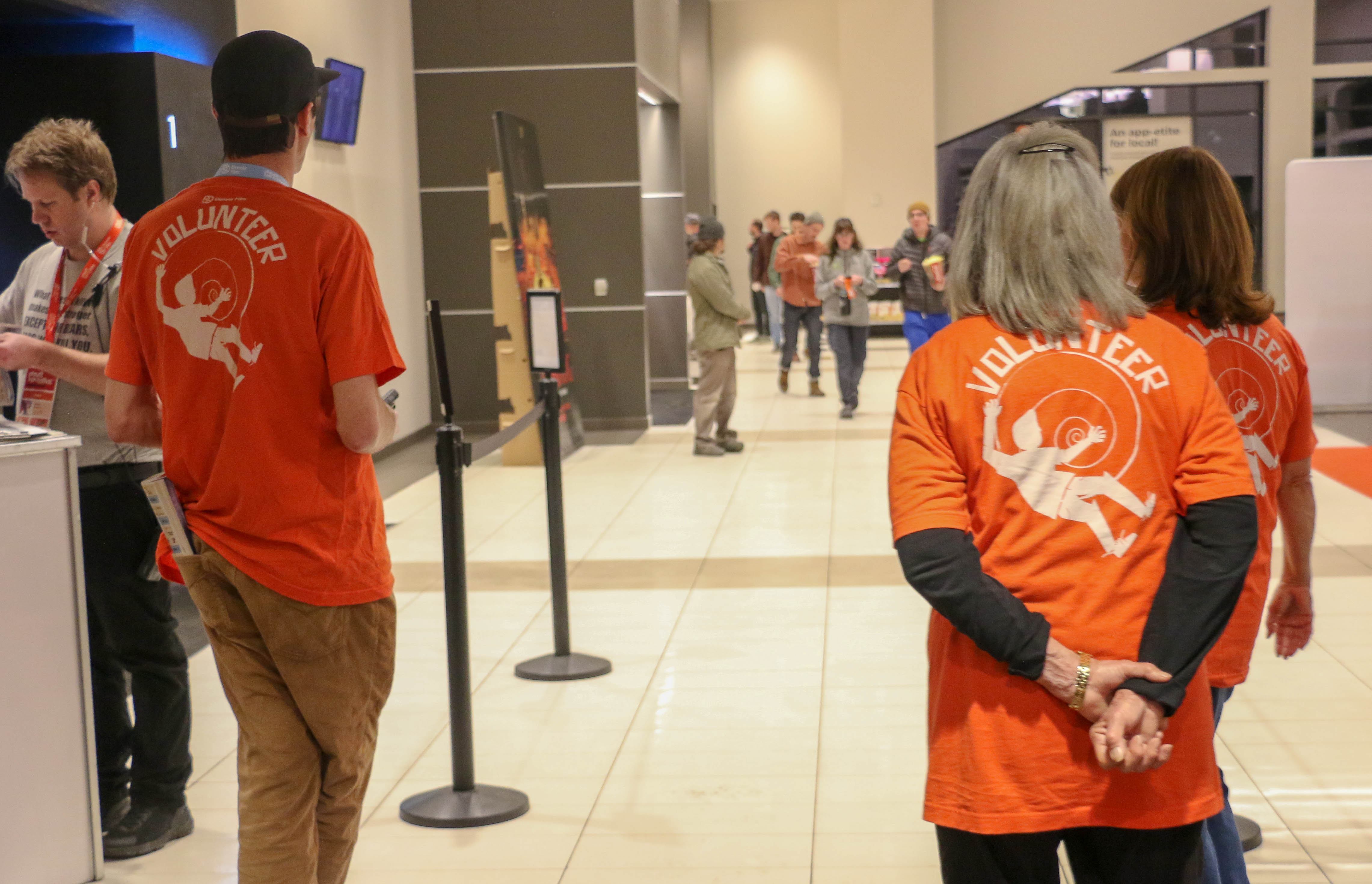 Volunteers have again been the backbone of the 46th Denver Film Festival, a few shown here at the AMC9. one of several festival venues, on Nov. 8, 2023. (JOHN MOORE)