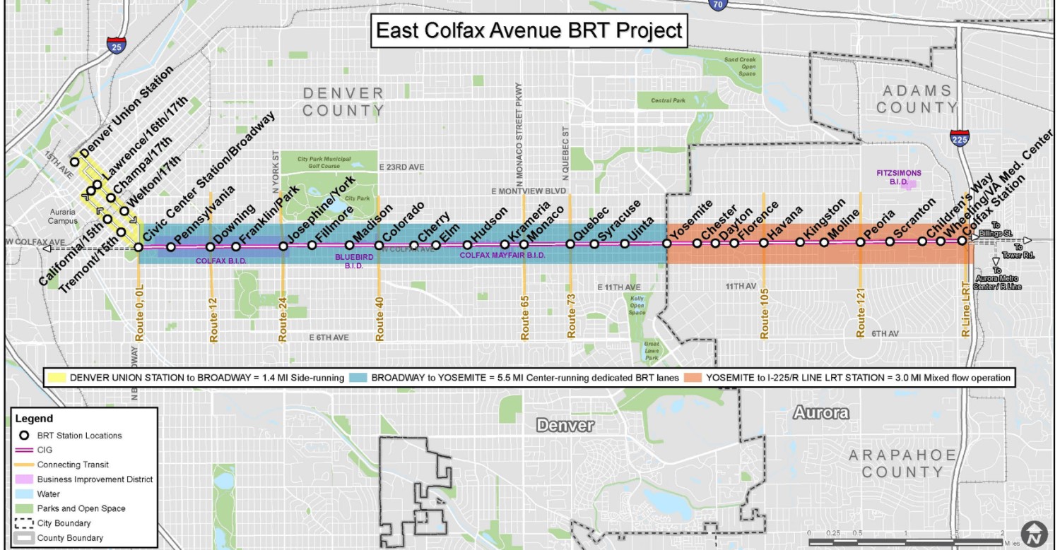East Colfax BRT map (Denver Transportation and Infrastructure)