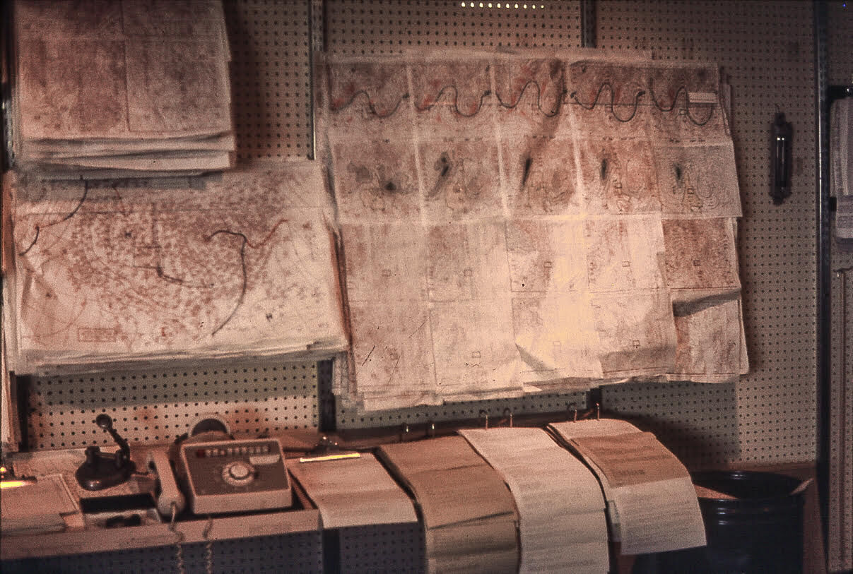 Weather maps cover the walls of the Colorado Avalanche Information Center. In the early days about 50 years ago, the maps were printed daily and hung in the office. Photo courtesy Nick Logan (Nick Logan)