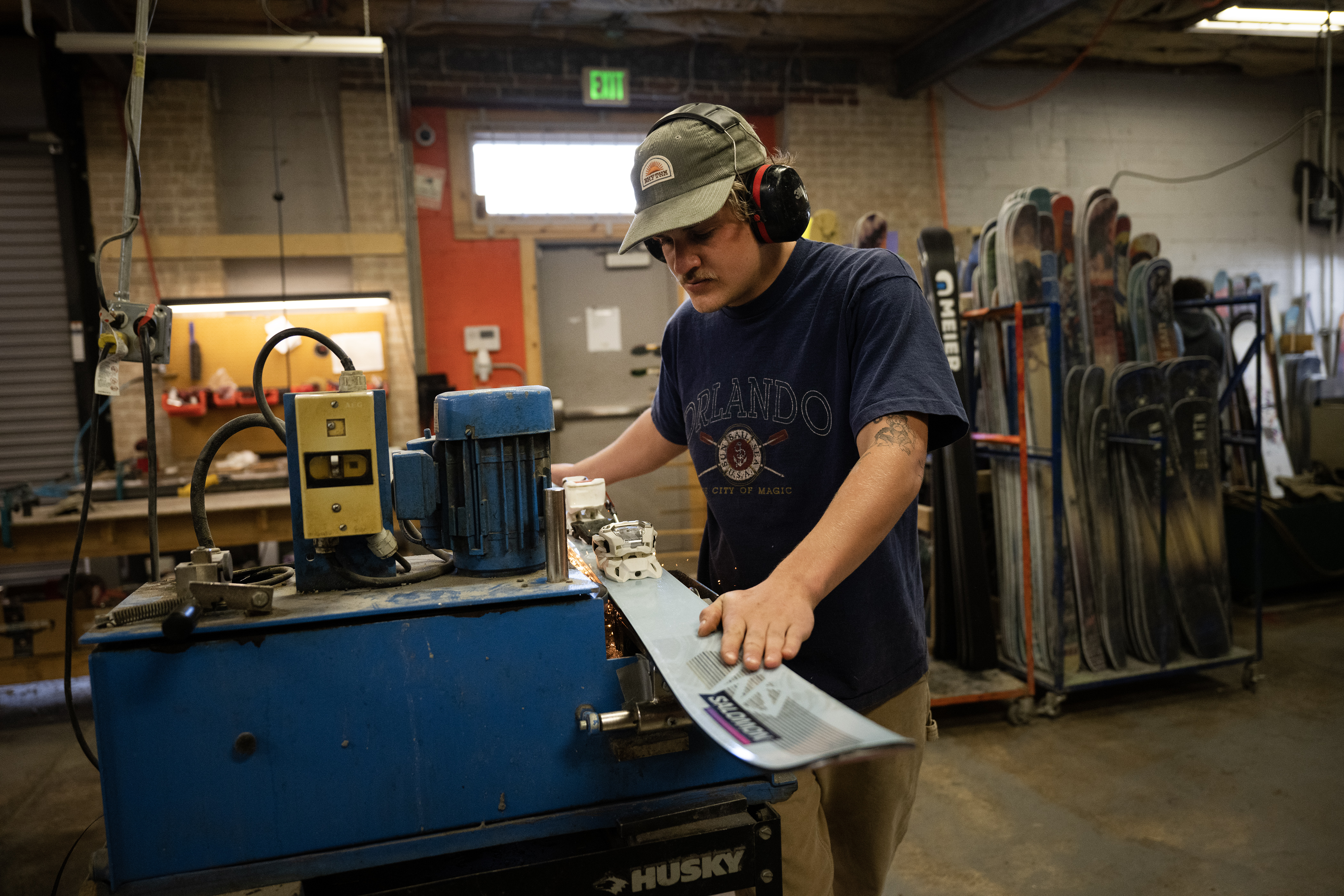 Luke Neff shapes the edges of a set of skis in the tune shop on Tuesday, Nov. 14, 2023, at Meier Skis in Denver, Colo. (Timothy Hurst/Denver Gazette) (TimHursttim.hurst@gazette.comhttps://secure.gravatar.com/avatar/aca82bd62b4ee425c598527cd6faa1b1?d=mm&r=g)