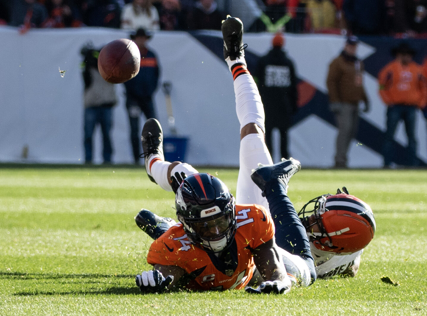 Denver Broncos wide receiver Courtland Sutton (14) misses a catch in the first half of a game on Sunday, Nov. 26, 2023, at Empower Field at Mile High in Denver, Colo. (Parker Seibold, The Gazette) (Parker Seibold)