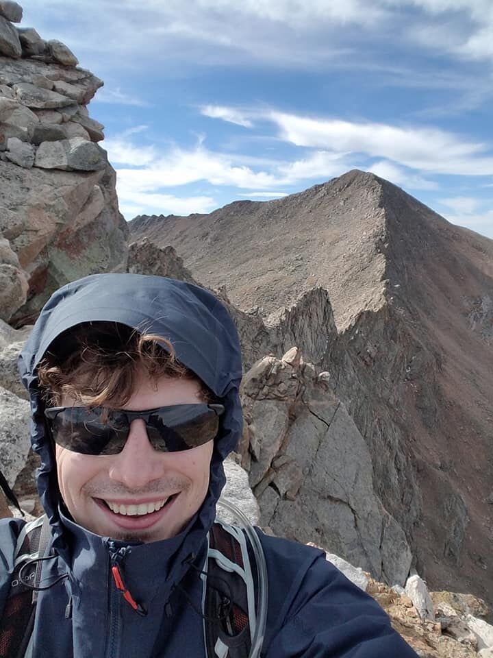 Alex Derr takes a selfie before Mount Bierstadt. Courtesy photo