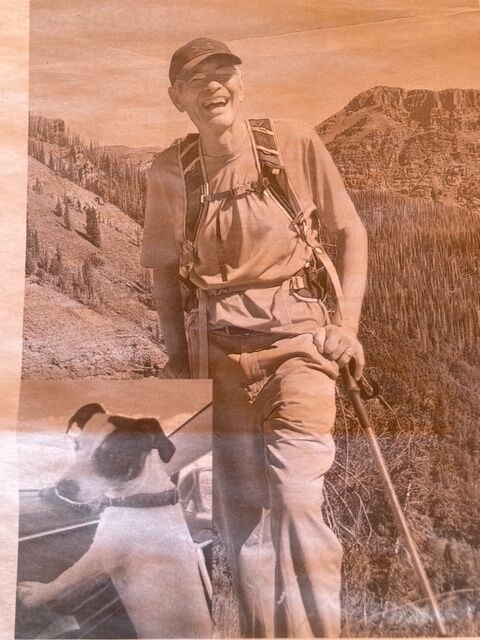 Finney and Rich Moore share the fun a day of hiking brought them. Dana Holby, Moore's wife, said that she knows