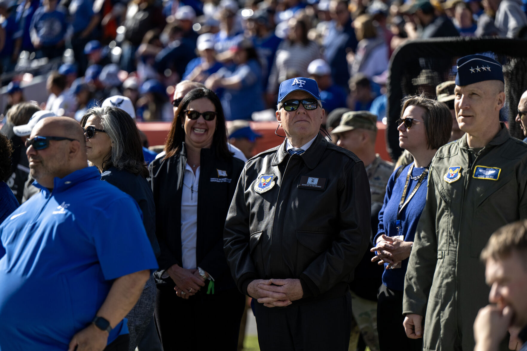 Frank Kendall, the 26th secretary of the Air Force, center right, attends the Air Force versus Army NCAA college football game on Saturday, Nov. 4, 2023, at Empower Field at Mile High in Denver, Colo. (Parker Seibold, The Gazette) (Parker Seibold)