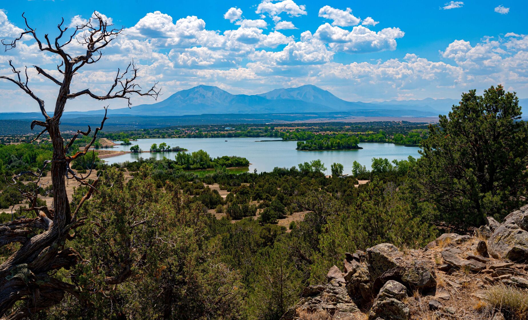 The Spanish Peaks, with Horseshoe Lake in the foreground, can be seen from the top of the William Henry Jackson Trail, a spur from Hogback Trail, in Lathrop State Park. 19th-century photographer William Henry Jackson took his famous 1885 picture of the peaks from this spot. (Christian Murdock/The Gazette)