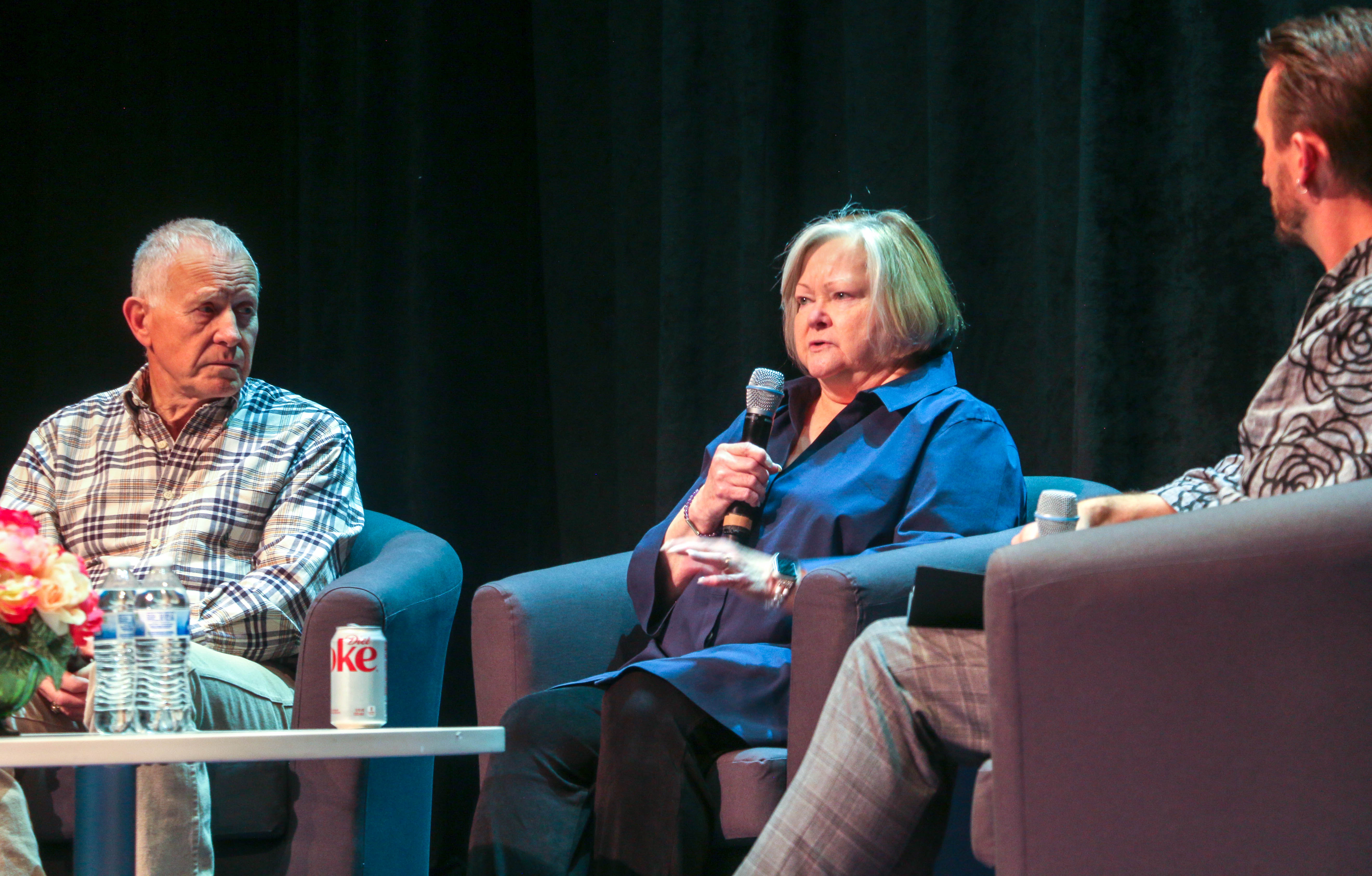 Dennis and Judy Shepard, with moderator Brett Lord, spoke to audiences after weekend performances of