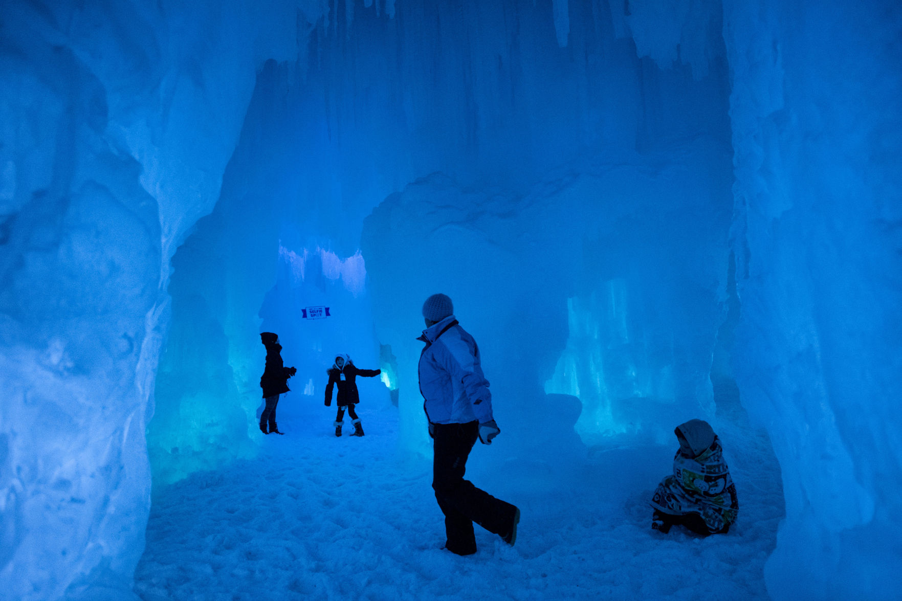 LED lights illuminate the Ice Castles in Dillon, on Jan. 17, 2020. (Chancey Bush The Gazette file)