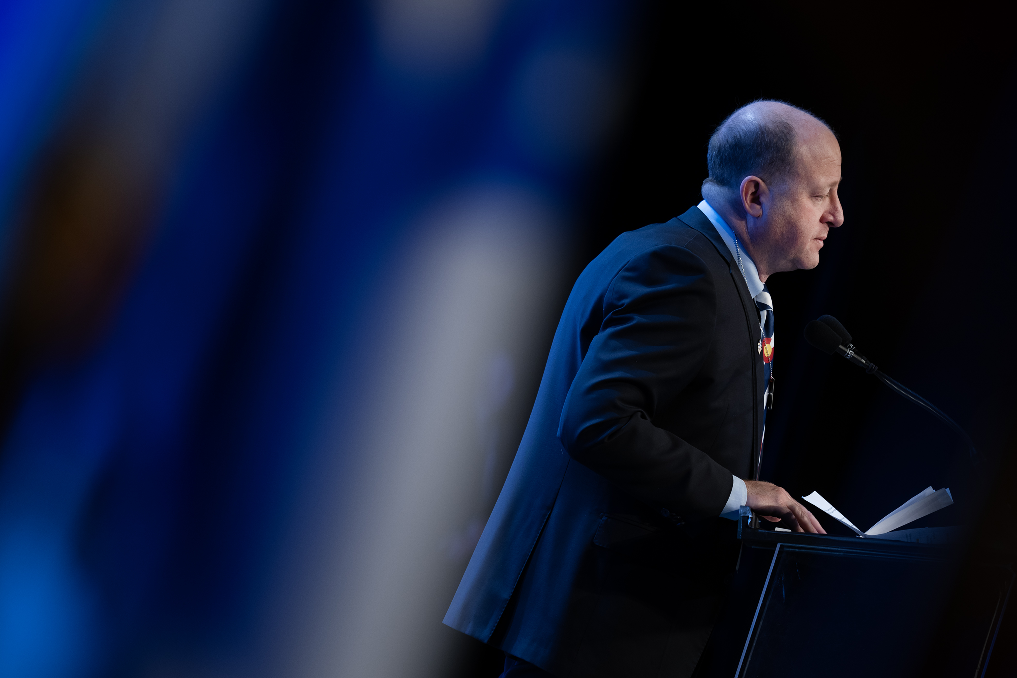 Gov. Jared Polis speaks during the Jewish National Fund-USA’s Global Conference for Israel’s Opening Plenary on Thursday, November 30, 2023, at the Colorado Convention Center in Denver, Colo. (Timothy Hurst/Denver Gazette) (TimHursttim.hurst@gazette.comhttps://secure.gravatar.com/avatar/aca82bd62b4ee425c598527cd6faa1b1?d=mm&r=g)