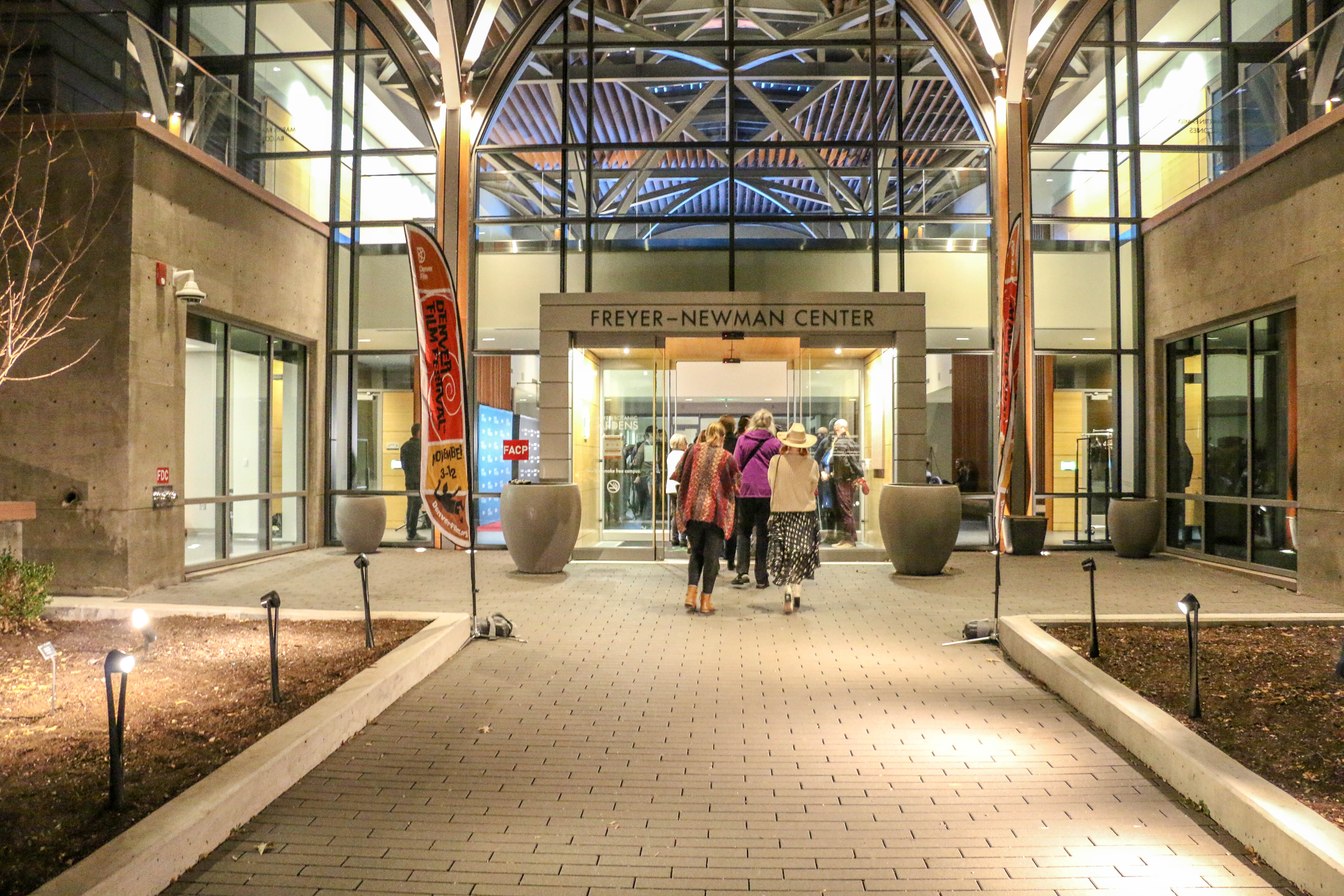 The entrance of the Denver Botanic Gardens before a screening of 