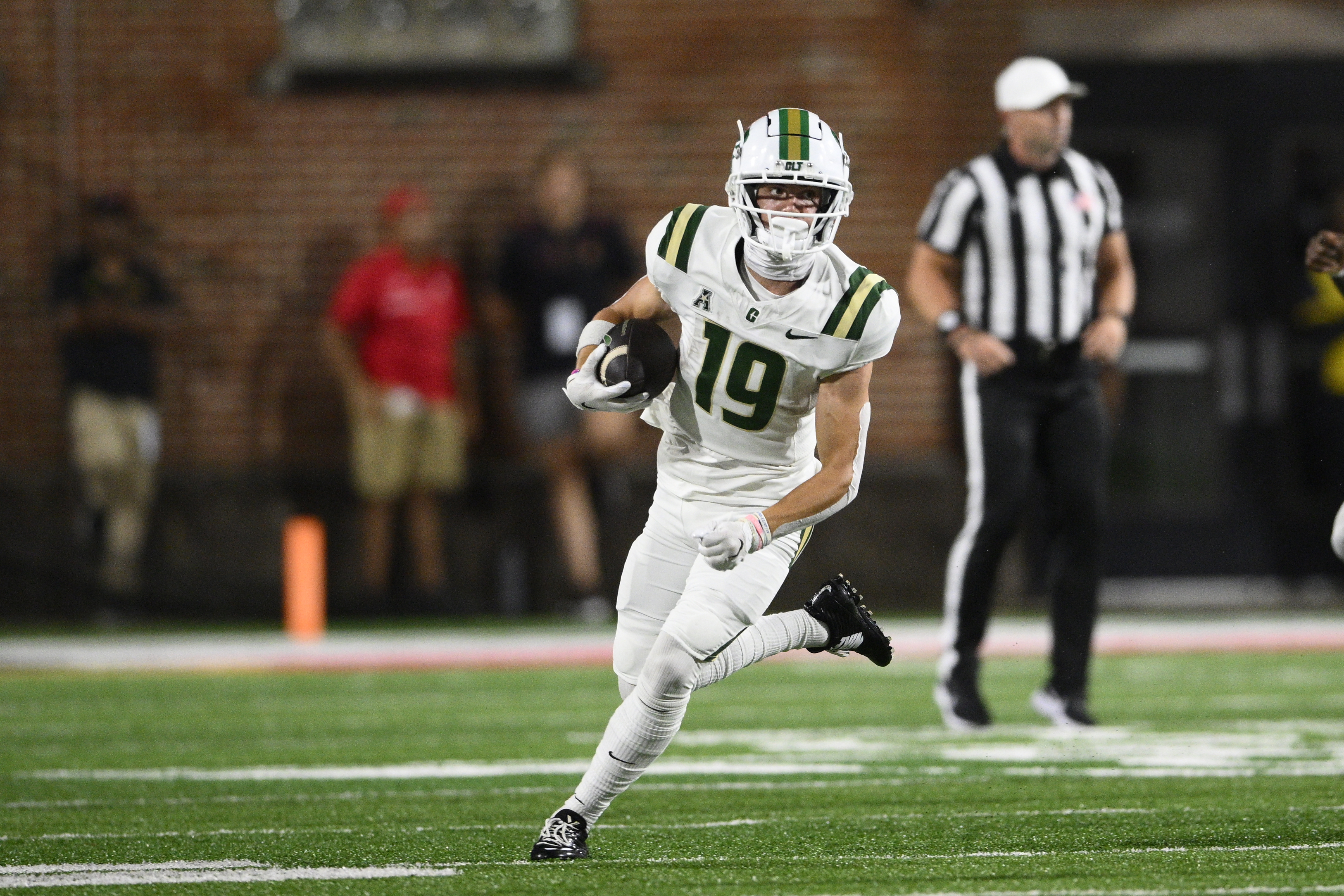 Charlotte wide receiver Jack Hestera (19) in action during the first half of an NCAA college football game against Maryland, Saturday, Sept. 9, 2023, in College Park, Md. (AP Photo/Nick Wass) (Nick Wass)