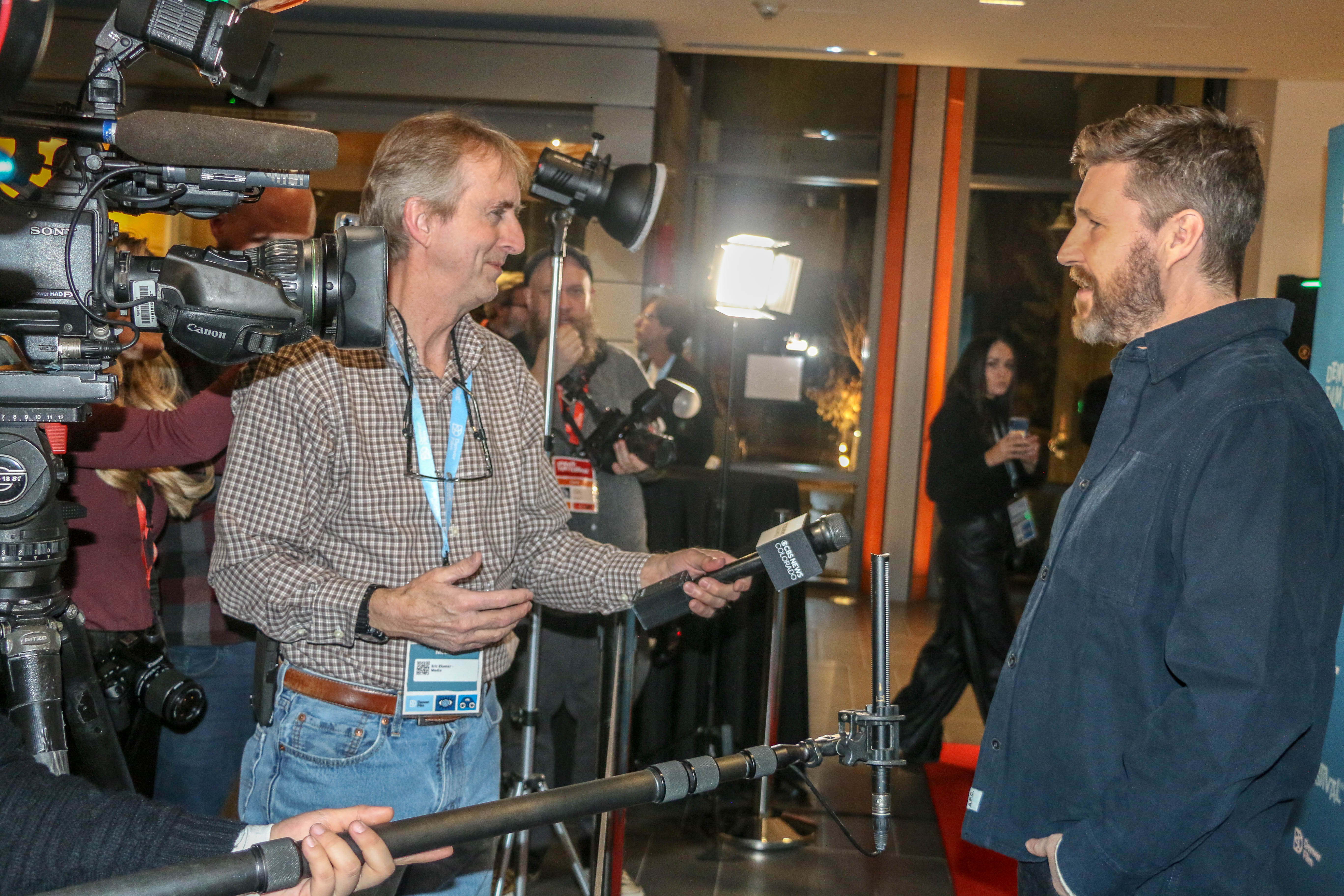 Andrew Haigh meets the media before accepting the Denver Film Festival's CinemaQ LaBahn Ikon Film Award at the Denver Botanic Gardens. (JOHN MOORE)