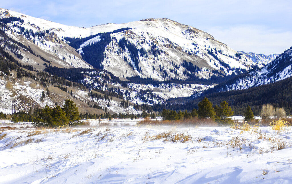 Winds whip the snow around January 2021 in Camp Hale. (the associated press file)