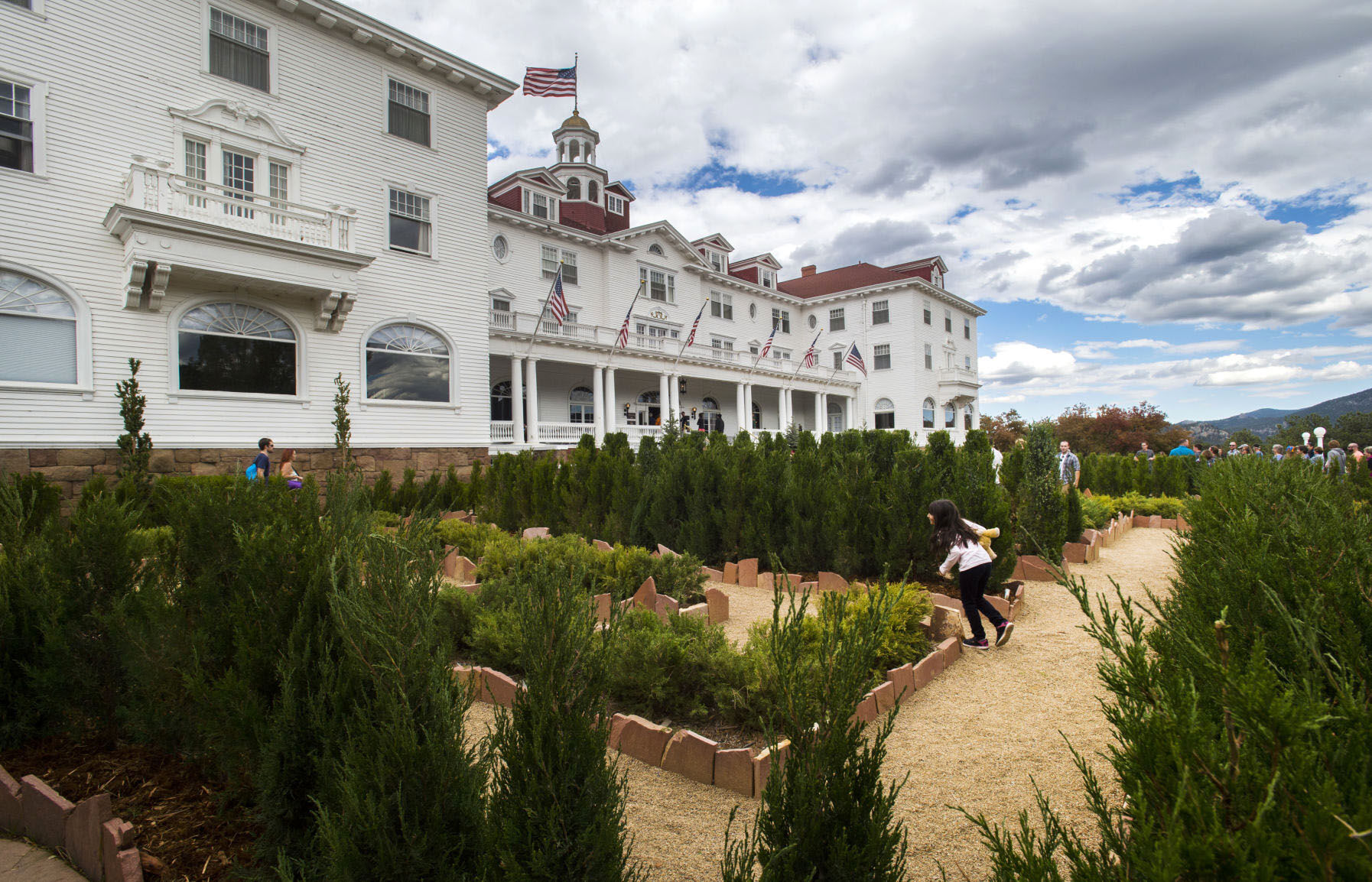 Children play in the maze outside the Stanley Hotel in Estes Park, Colo., Sunday, Oct. 2, 2016. The historical hotel was the inspiration for Stephen King’s 1977 novel “The Shining.” The book was later made into a movie starring Jack Nicholson by director Stanley Kubrick. (The Gazette, Christian Murdock)