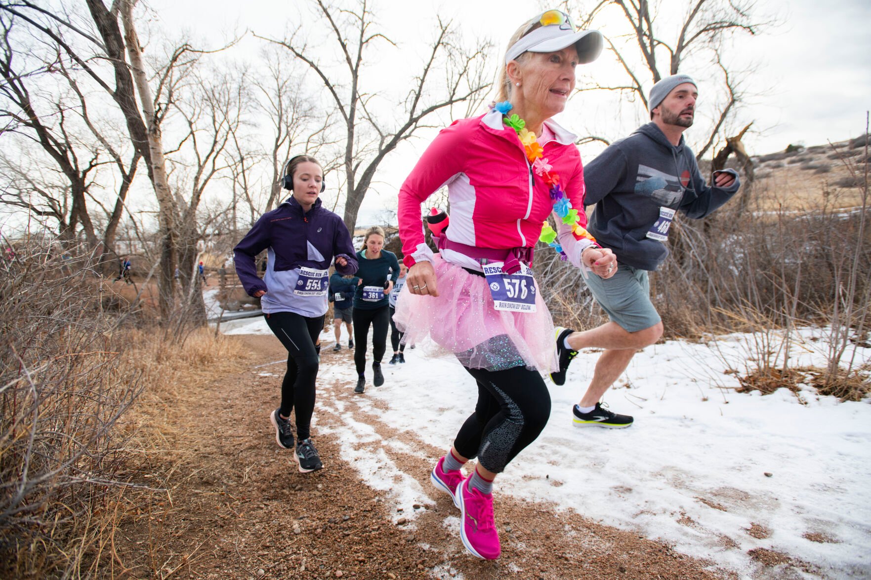Runners race during the 2023 Rescue Run Sunday, Jan. 1, 2023, at the Norris-Penrose Event Center in Colorado Springs. More than a 1,000 runners started their New Year participating in the run that benefits El Paso County Search and Rescue. (The Gazette, Christian Murdock) (Christian Murdock/The Gazette)