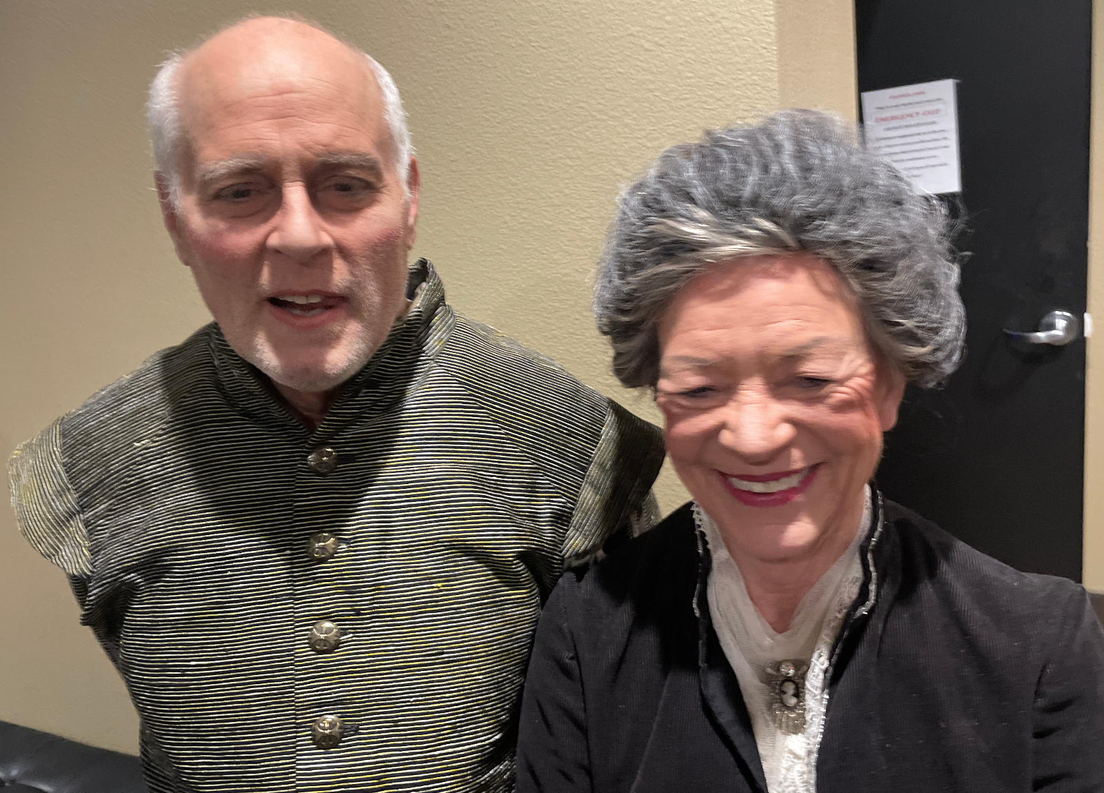 Married actors Bruce and Denise Freestone greeted audiences after OpenStage's Dec. 1, 2023, performance of 