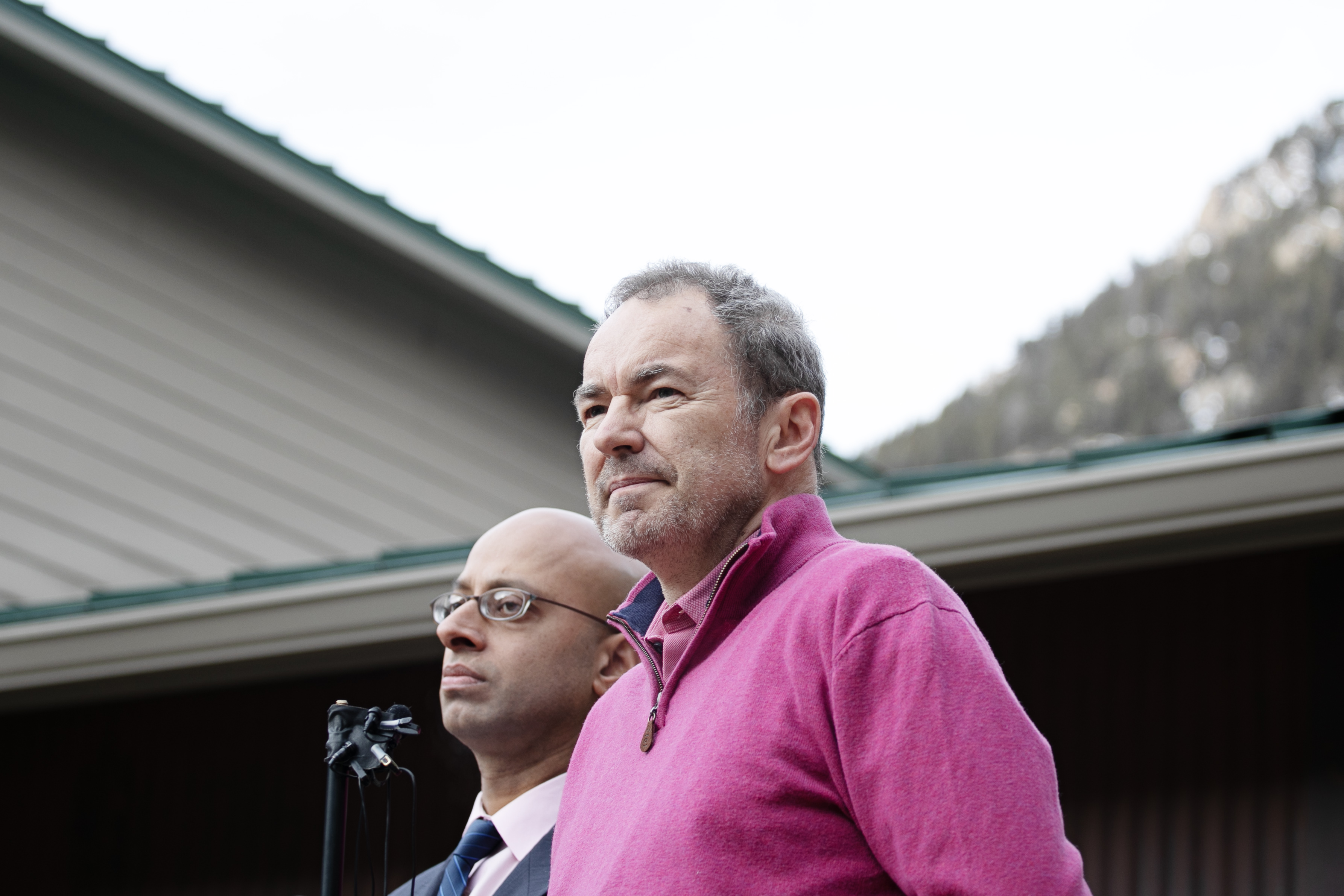 Simon Glass, right, and family attorney Siddhartha Rathod speak to media assembled outside of the Clear Creek County Courthouse following the arraignment of four law enforcement officers charged in relation of the death of Simon's son, Christian, on Tuesday, Dec. 12, 2023 in Georgetown, Colo. (TomHellauerMultimedia Producertom.hellauer@denvergazette.comhttps://denvergazette.com/content/tncms/avatars/f/9e/622/f9e6228a-3b6b-11ed-bf10-fbb71fa8e421.f54b911252c540f1d61709edc4727a39.png)