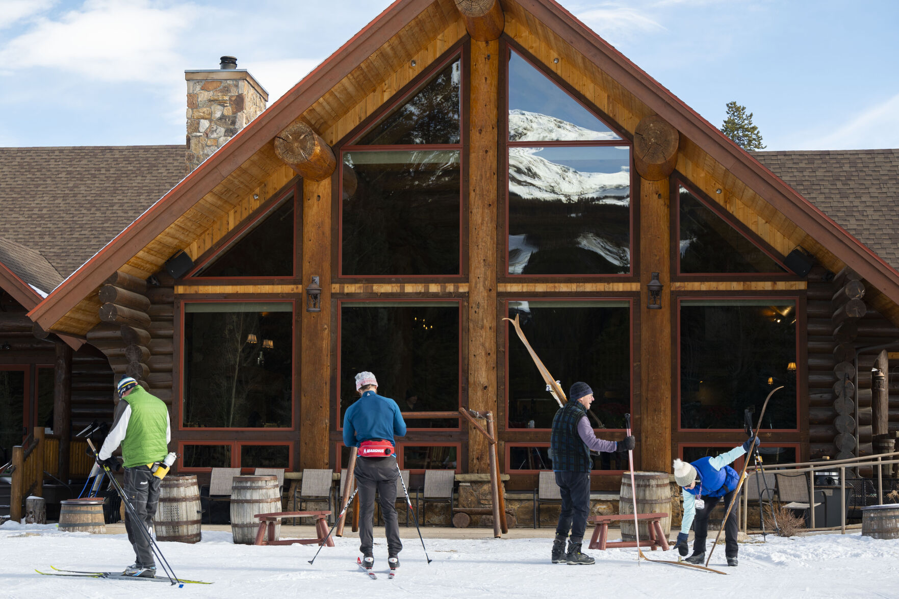 Skiers arrive at the Oh, Be Joyful Lodge Thursday, Nov. 30, 2023, at the Breckenridge Nordic Center. The new lodge opened Christmas Day of 2013. (Christian Murdock, The Gazette)