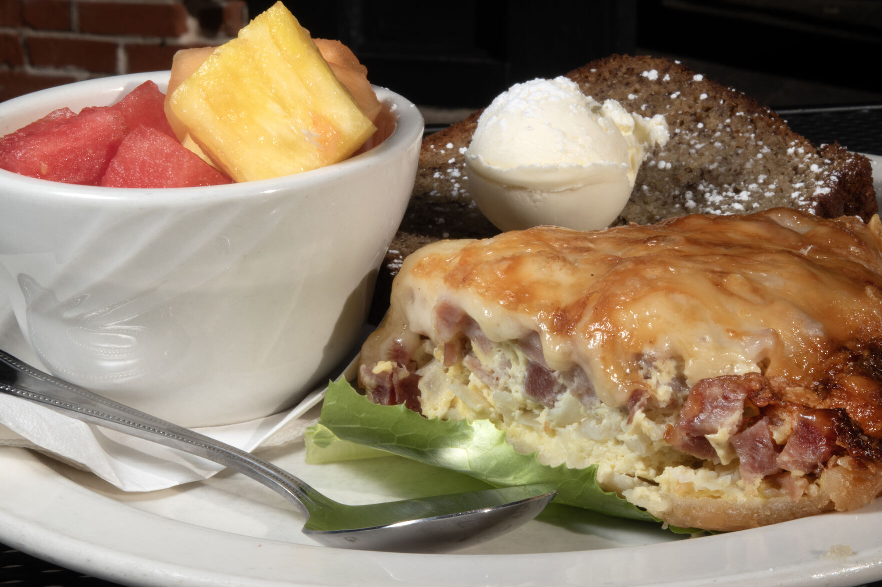 Ham and onion quiche with banana bread at B&B Cafe. (Jeff Kearney, special to the Gazette)
