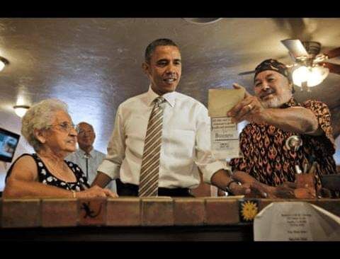 President Barack Obama at Romero's Cafe in 2012