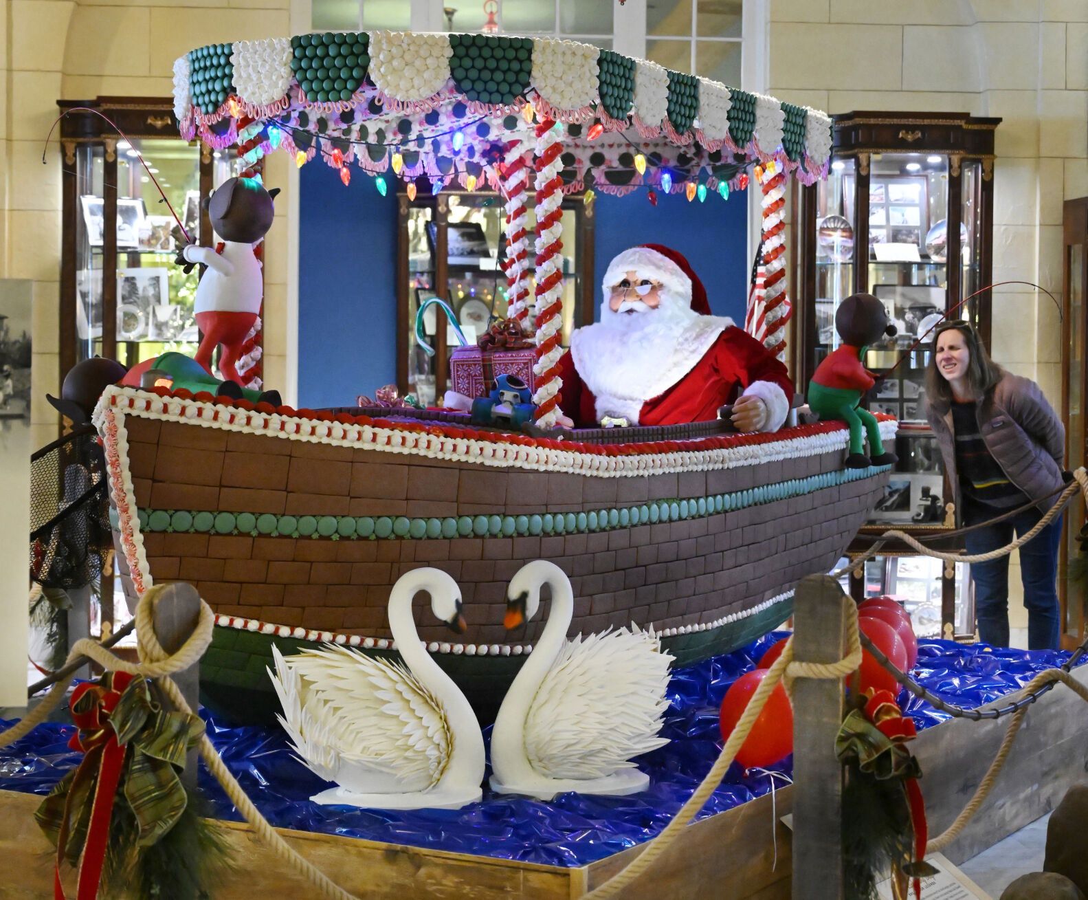 The finished gingerbread boat draws much attention from visitors to the Broadmoor Hotel on Monday, Nov. 27, 2023. (Photo by Jerilee Bennett, The Gazette)