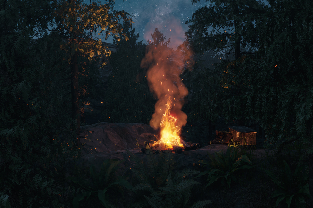Look at all of that smoke and flying ash (that could become a fire hazard). My first recommendation will prevent that, making the campfire experience more enjoyable and stress free. Image: BrilliantEye (iStock). (BrilliantEye)