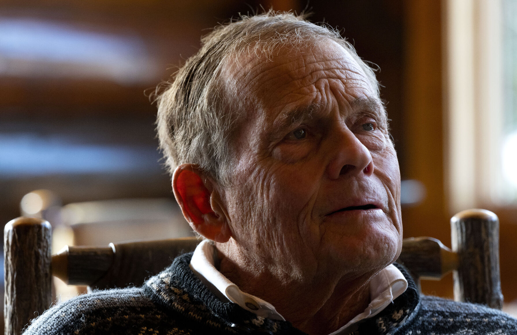 Breckenridge Nordic Center founder and owner Gene Dayton talks about the history of the nordic center Thursday, Nov. 30, 2023 in the Oh, be Joyful Lodge. (Christian Murdock, The Gazette)