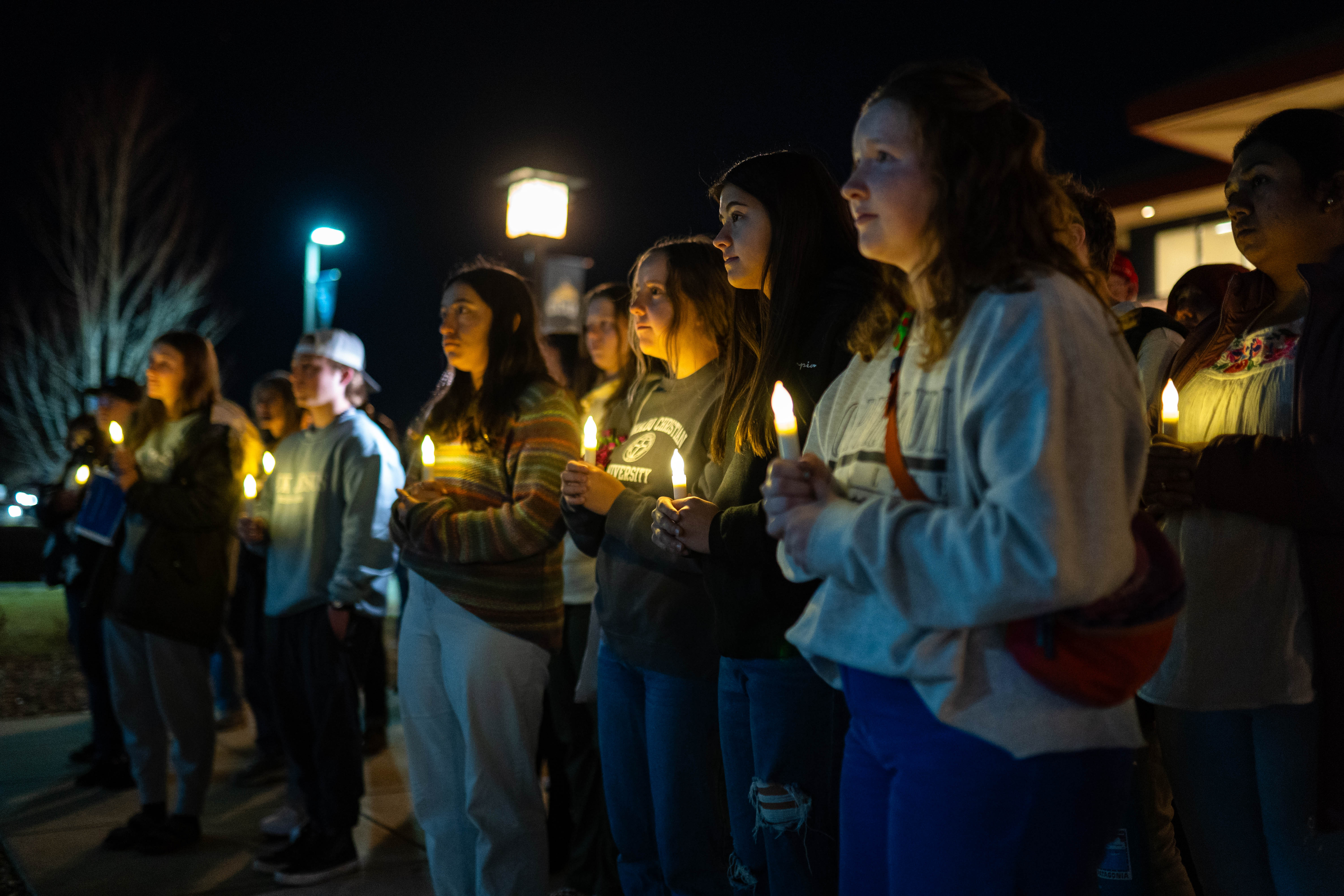 Local Jewish leaders and Colorado Christian University students and faculty members hold a vigil on Dec. 5 in support of Israel. The university also raised funds for an organization that provides emergency services in Israel. (PHOTO: Courtesy of Colorado Christian University)