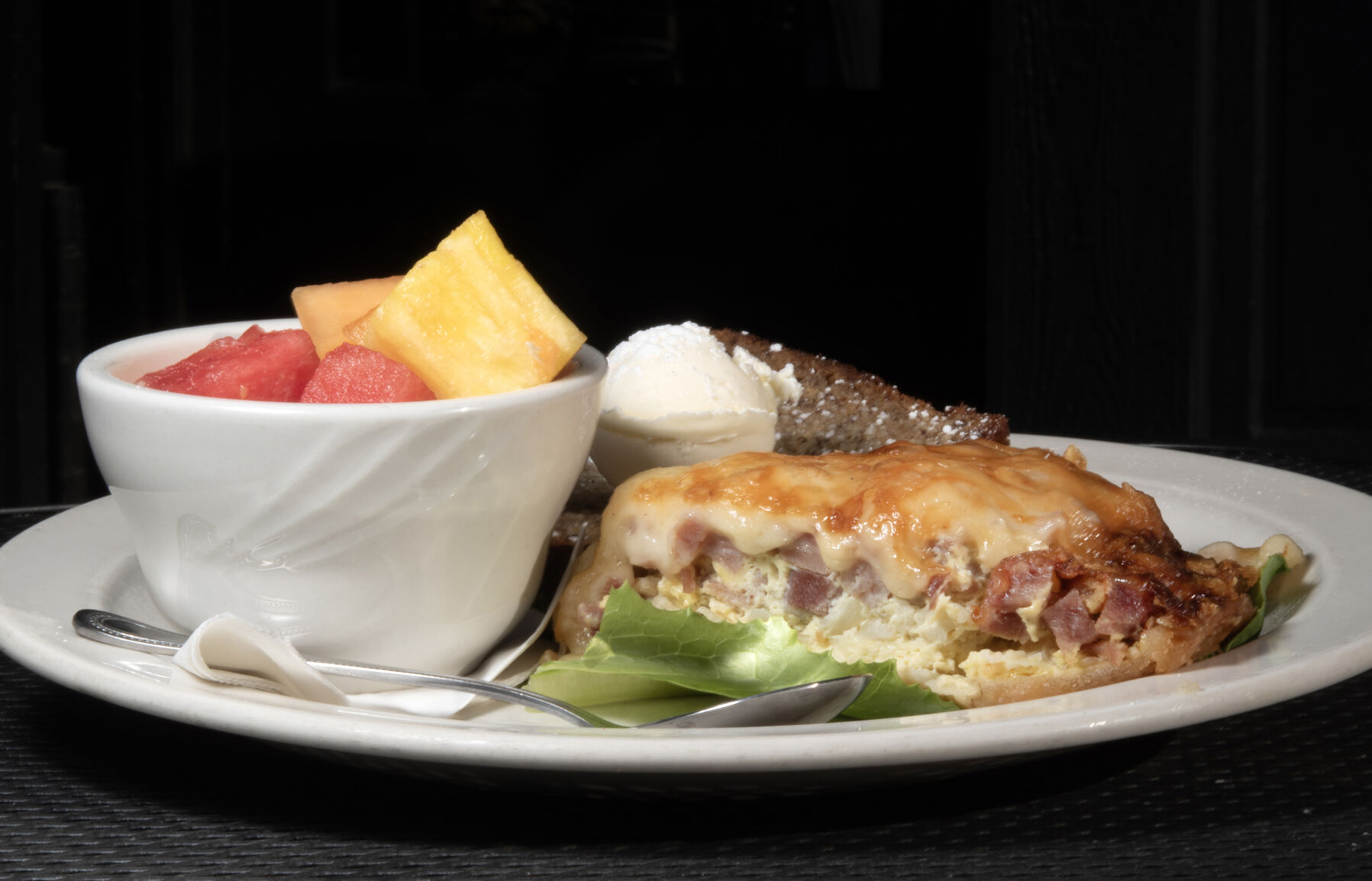 B & B Cafe (Located at: 324 Wilcox St. Castle Rock, CO.) “Ham and Onion Quiche with Banana Bread” Tuesday November 21, 2023. Photo by Jeff Kearney. (Jeff Kearney)