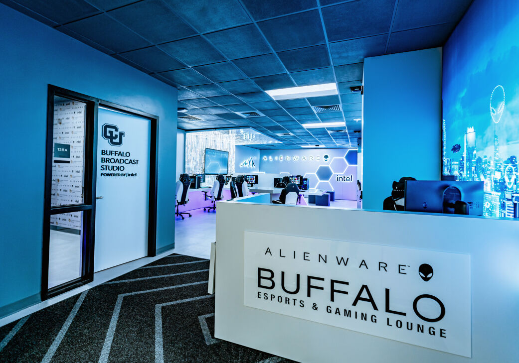 A $1.2 million contribution funded the renovation of a 1,275-square-foot space in CU Boulder’s University Memorial Center to house state-of-the-art Alienware gaming technology. (Courtesy photo, Davis Corazzar University of Colorado Boulder)