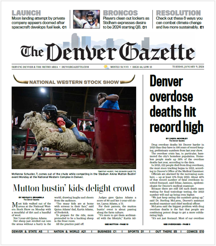 Jan. 9, 2024 front page of The Denver Gazette