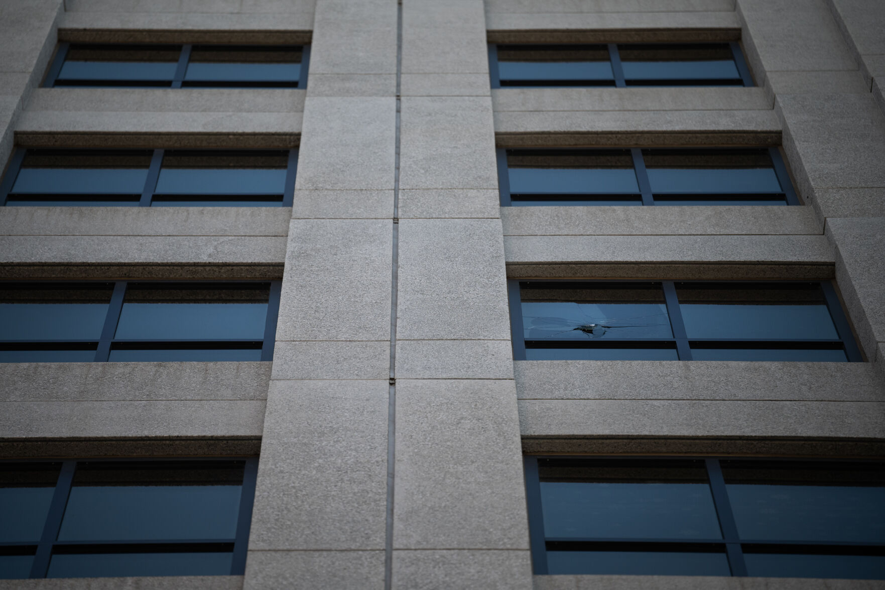 A broken window can be seen multiple floors up from the west side of the Ralph L. Carr Colorado Judicial Center where The Colorado Supreme Court meets on Monday, Jan. 2, 2024, in Denver, Colo. (Timothy Hurst/Denver Gazette) (TimHursttim.hurst@gazette.comhttps://secure.gravatar.com/avatar/aca82bd62b4ee425c598527cd6faa1b1?d=mm&r=g)