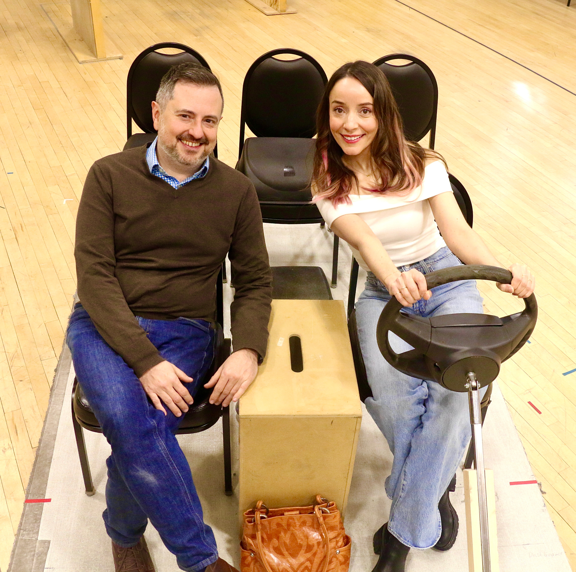 Director Jerry Ruiz and actor Jamie Ann Romero having a little fun at rehearsal for 