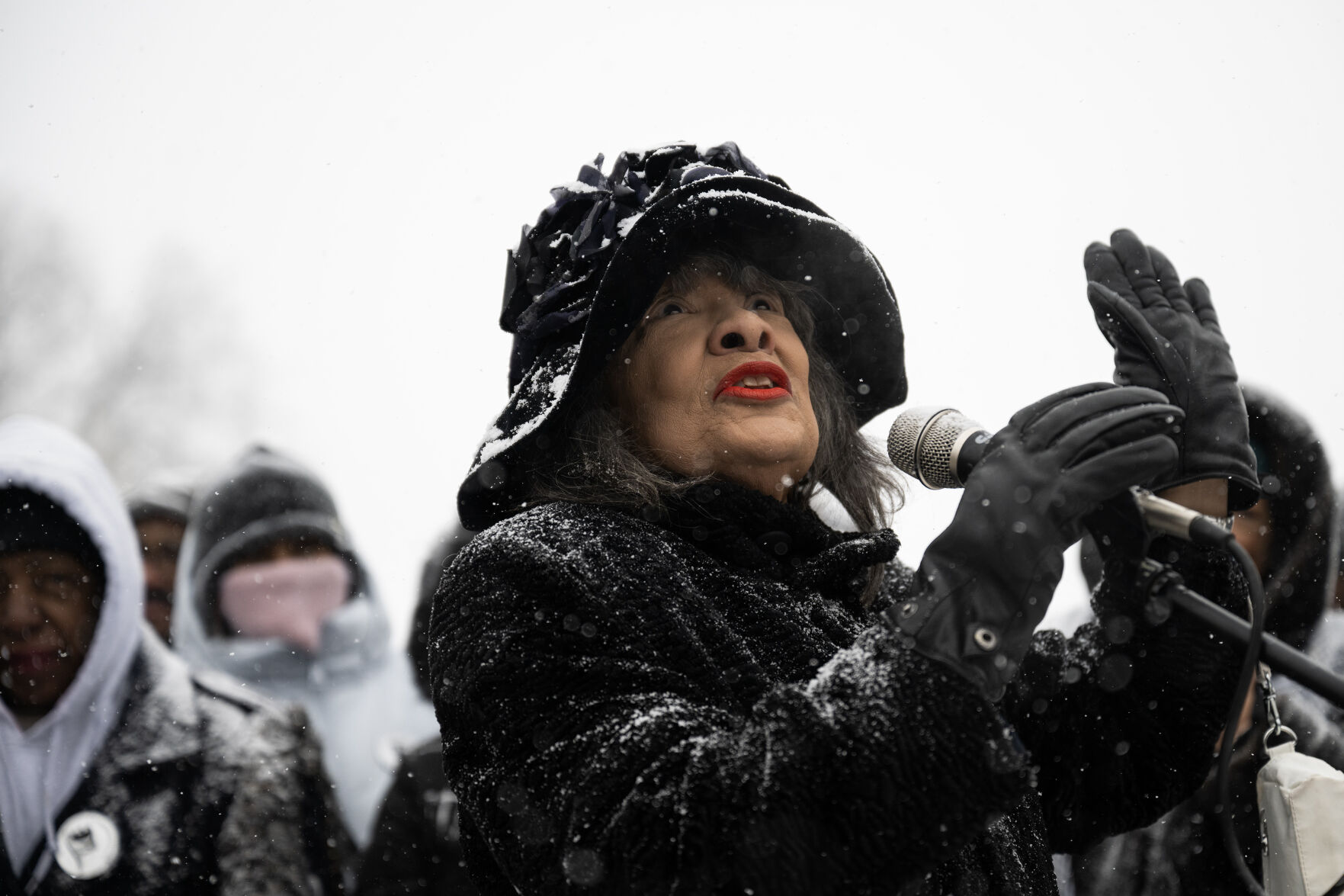 Former First Lady of Denver and state representative, Wilma Webb, speaks during the ceremony preceding the step-off of Denver's annual Martin Luther King Jr. Day marade on Monday, Jan. 15, 2024, in Denver, Colo.(Timothy Hurst/Denver Gazette) (TimHursttim.hurst@gazette.comhttps://secure.gravatar.com/avatar/aca82bd62b4ee425c598527cd6faa1b1?d=mm&r=g)