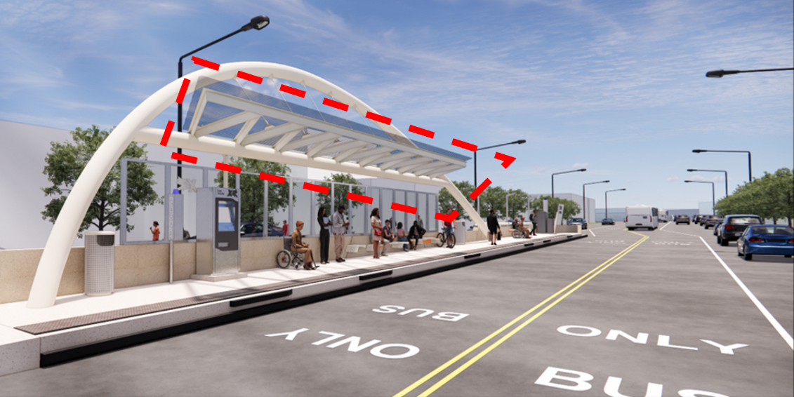 An artist's rendering of the future bus rapid transit stations for Colfax Avenue, which, in a bit of meta-ness, will be dressed up by local artists. (Courtesy RTD)