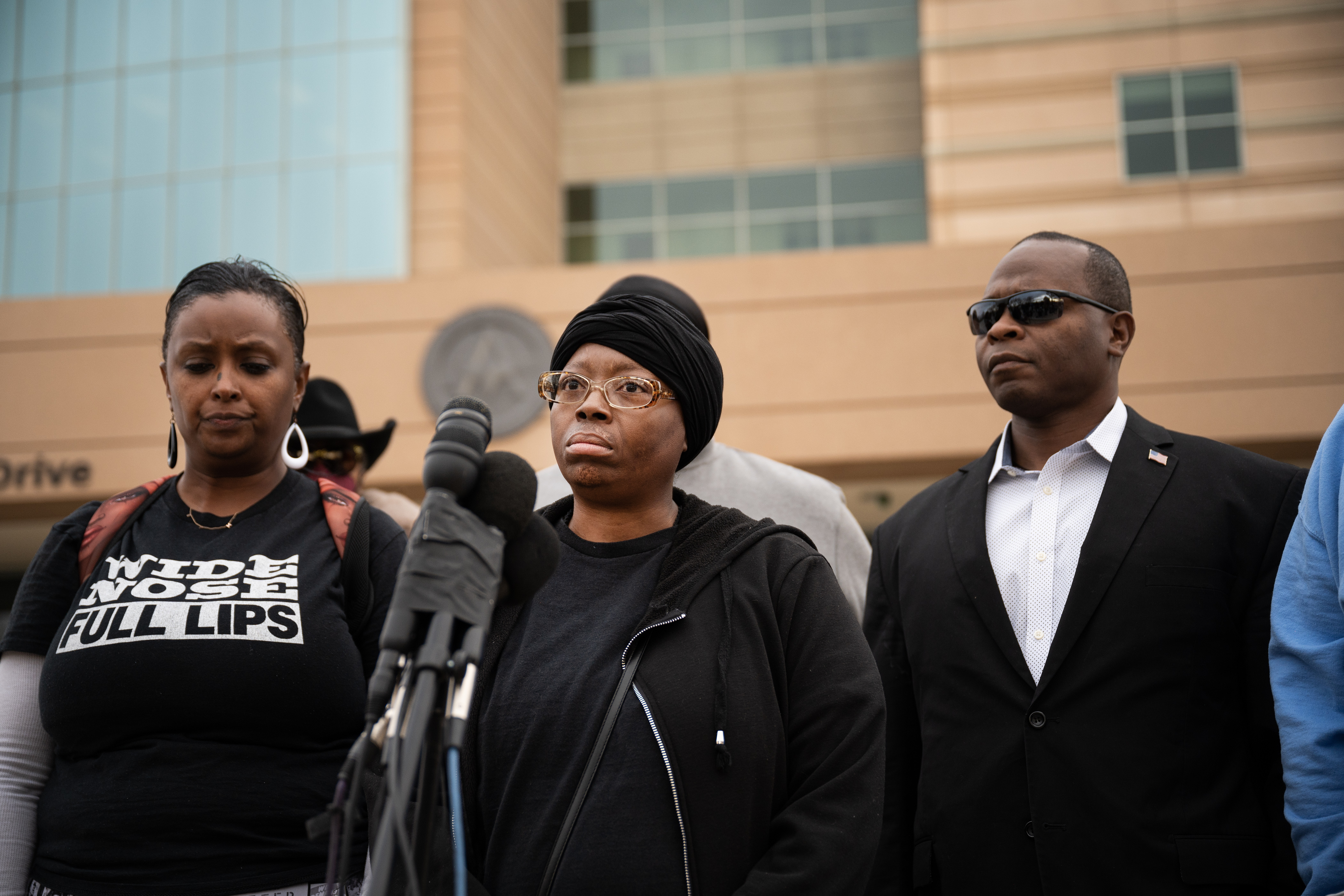 Sheneen McClain, center, the mother of Elijah McClain, speaks to media after leaving the courthouse following the sentencing of former Aurora police Officer Randy Roedema for his role in the 2019 killing of McClain’s son, on Friday, Jan. 5, 2024, at the Adams County Court in in Brighton, Colo. (Timothy Hurst/Denver Gazette) (TimHursttim.hurst@gazette.comhttps://secure.gravatar.com/avatar/aca82bd62b4ee425c598527cd6faa1b1?d=mm&r=g)