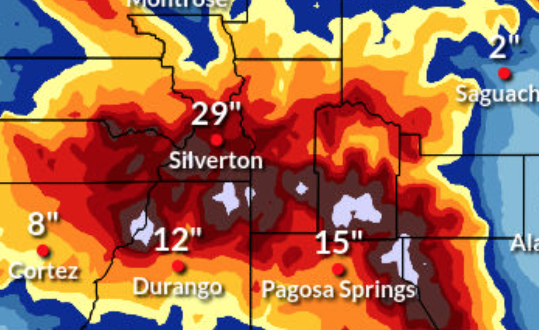 This map is provided by the National Weather Service, showing the region of the state where snow is expected to hit the hardest. This map is of the 'high-end' snowfall scenario, which has a one-in-10 chance of taking place. The light purple seen on the map depicts a chance of snow in the range of 48 to 60 inches. A full version of this map, along with the 80%-chance 'most likely' scenario, can be seen below. Map: National Weather Service.