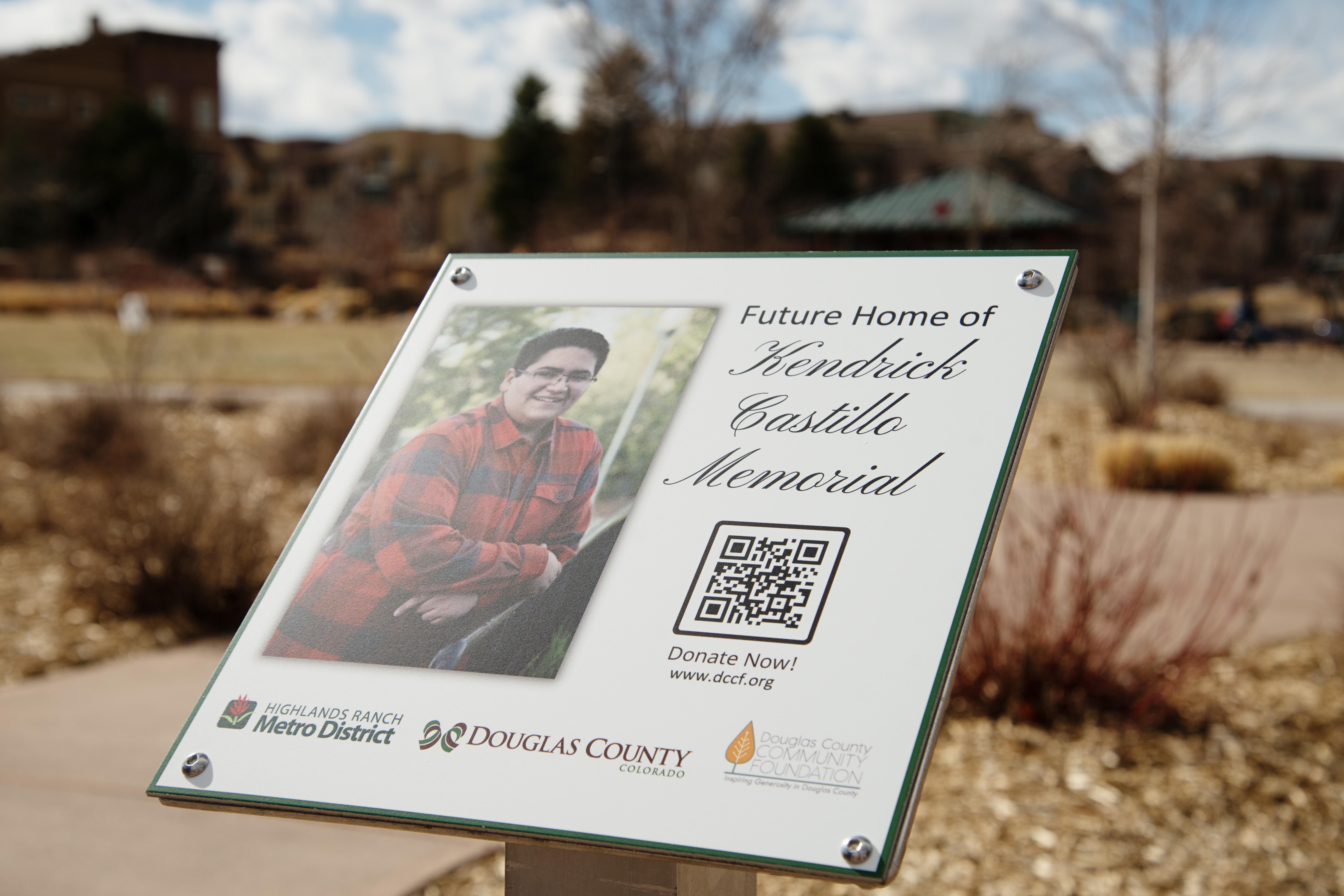 A plaque marks a spot in Civic Green Park in Highlands Ranch, Colo., where a memorial for Kendrick Castillo will be built to honor the late student of STEM School. His family, friends and public officials marked the occasion with a ceremony on Monday, Feb. 26, 2024. (TomHellauerMultimedia Producertom.hellauer@denvergazette.comhttps://denvergazette.com/content/tncms/avatars/f/9e/622/f9e6228a-3b6b-11ed-bf10-fbb71fa8e421.f54b911252c540f1d61709edc4727a39.png)