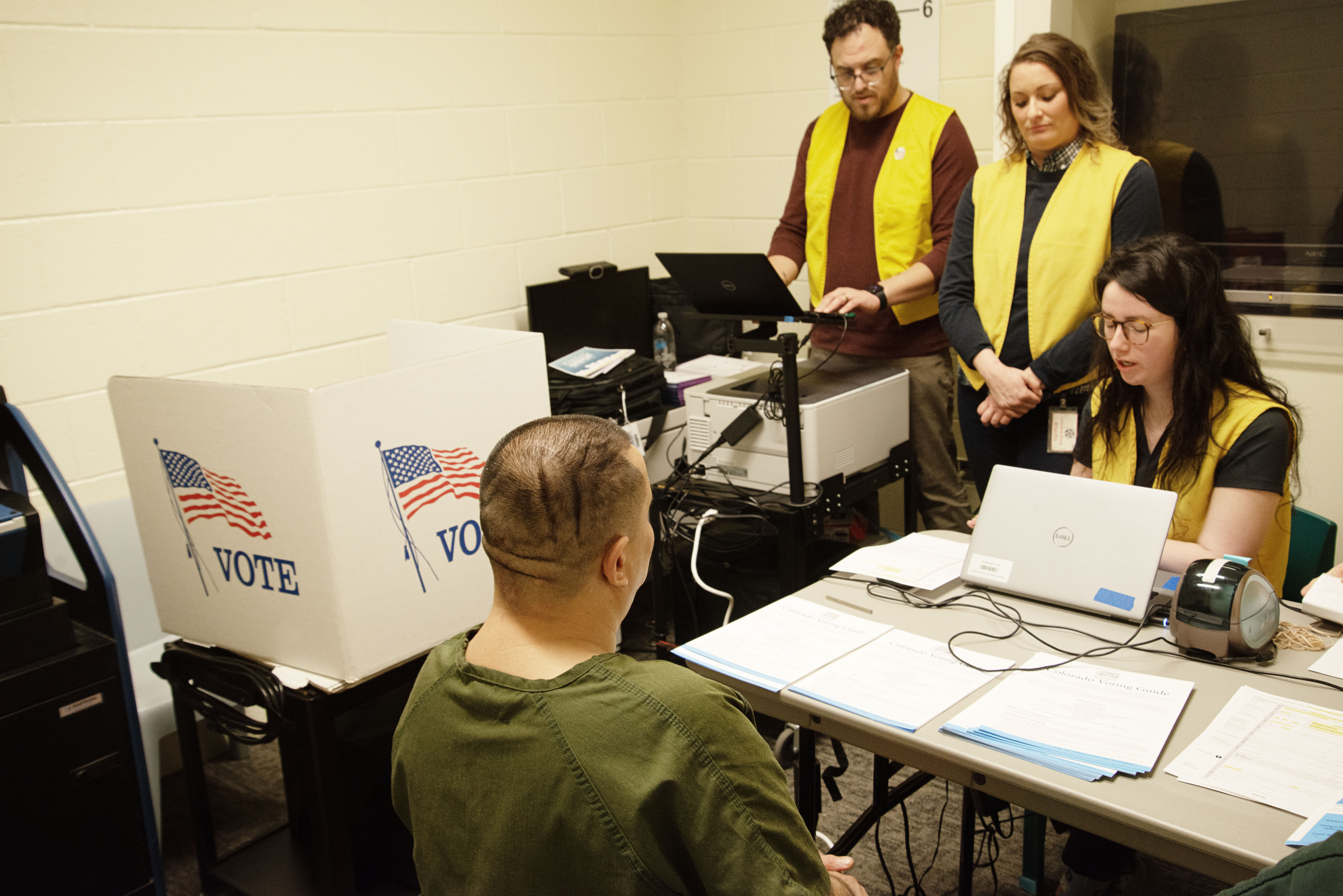 Samuel Madrid, left, speaks with polling station employees about the voting process while inmates at the Downtown Detention Center cast their ballots on Wednesday, Feb. 28, 2024. (TomHellauerMultimedia Producertom.hellauer@denvergazette.comhttps://denvergazette.com/content/tncms/avatars/f/9e/622/f9e6228a-3b6b-11ed-bf10-fbb71fa8e421.f54b911252c540f1d61709edc4727a39.png)