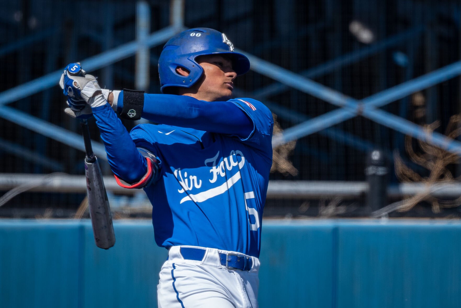 Air Force’s Sam Kulasingam bats in this undated photo. (Courtesy of Justin R. Pacheco, U.S. Air Force)