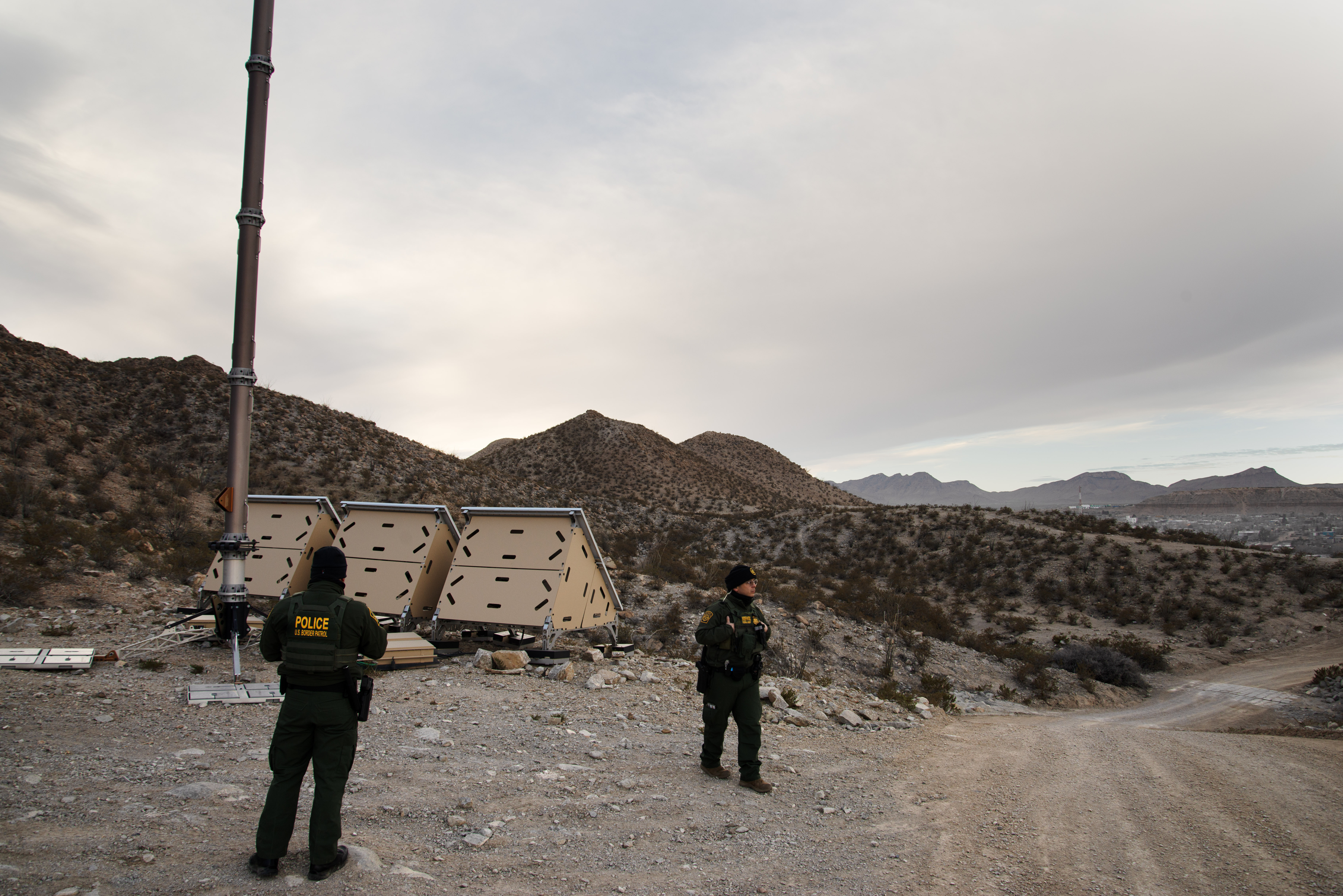 Border Patrol agents, Erik Hernandez, left, and Orlando Marrero-Rubio examine a high traffic area with an automated surveillance tower (AST) that has remote sensing cameras that feed to a control center monitored by Border Patrol agents on Thursday, Feb. 1, 2024. (Tom Hellauer, The Gazette) (TomHellauerMultimedia Producertom.hellauer@denvergazette.comhttps://denvergazette.com/content/tncms/avatars/f/9e/622/f9e6228a-3b6b-11ed-bf10-fbb71fa8e421.f54b911252c540f1d61709edc4727a39.png)
