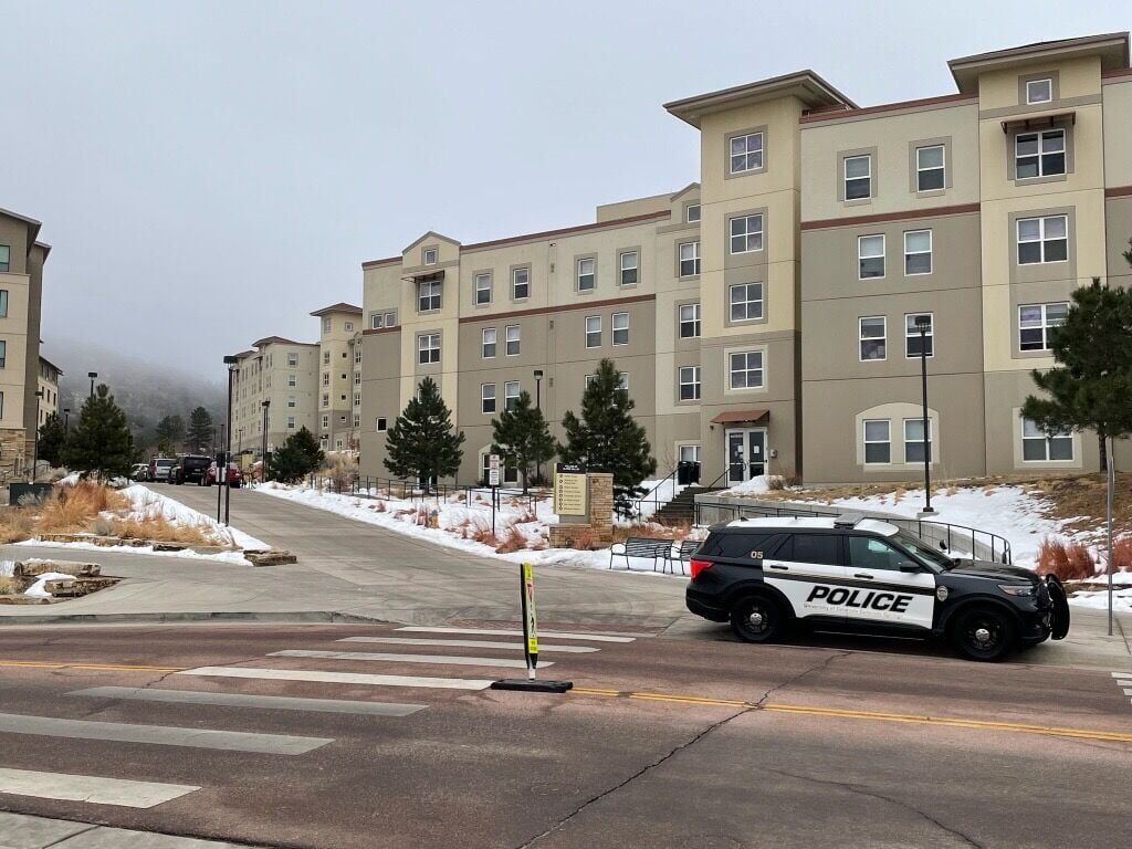Police investigate a homicide at the University of Colorado Colorado Springs on Friday. (Christian Murdock, The Gazette)