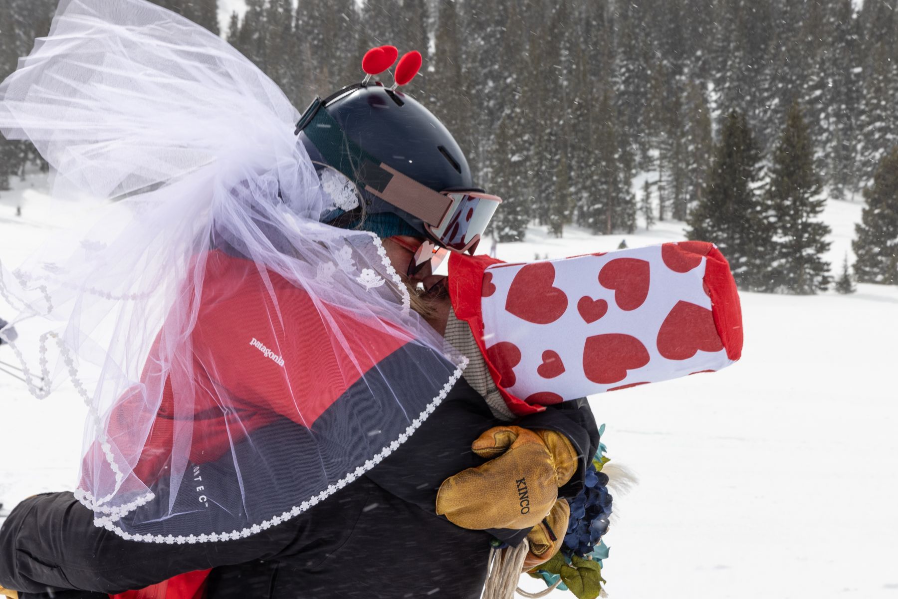 One of the 115 couples who married all at once in Forest Meadow at Loveland Ski Area on Wednesday. (Courtesy photo, Casey Day/Loveland Ski Area)