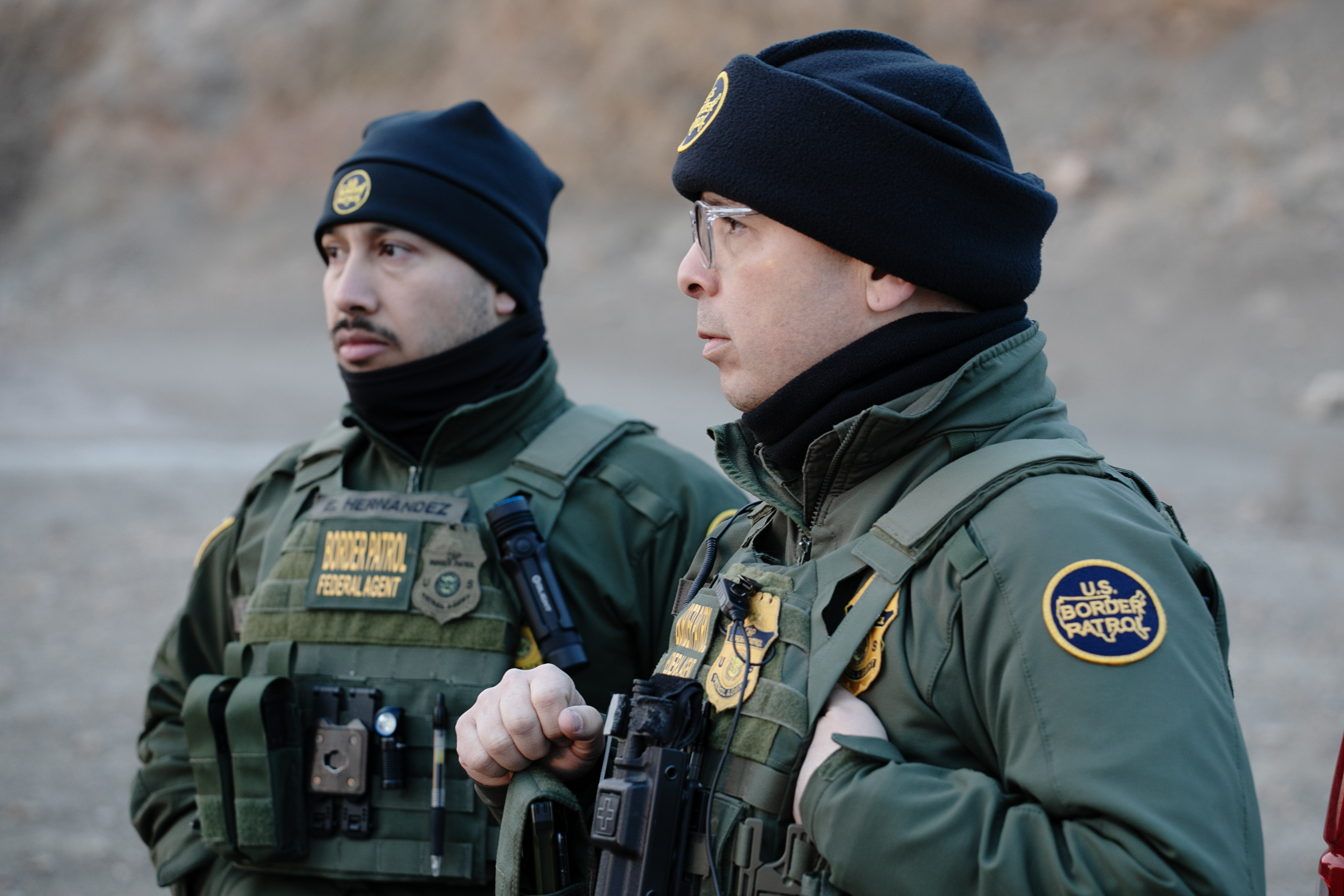 Border Patrol agents, Erik Hernandez, left, and Orlando Marrero-Rubio surveil the landscape near the New Mexico, Texas and Mexico borders on Thursday, Feb. 1, 2024. (TomHellauerMultimedia Producertom.hellauer@denvergazette.comhttps://denvergazette.com/content/tncms/avatars/f/9e/622/f9e6228a-3b6b-11ed-bf10-fbb71fa8e421.f54b911252c540f1d61709edc4727a39.png)