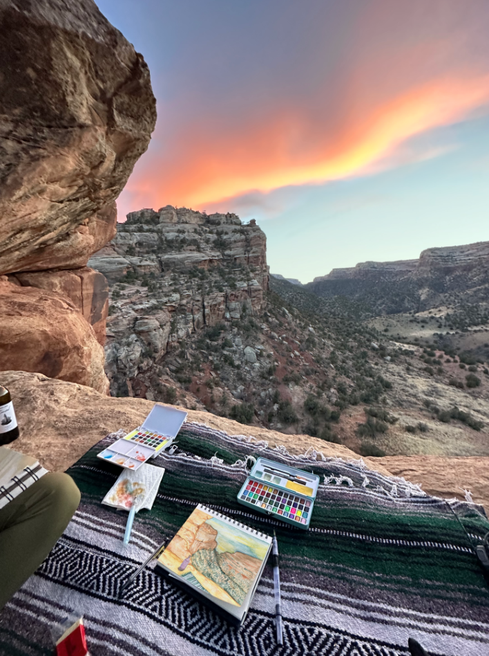 Creating at the scene of the view in Colorado National Monument. Photo: Jen Roby.