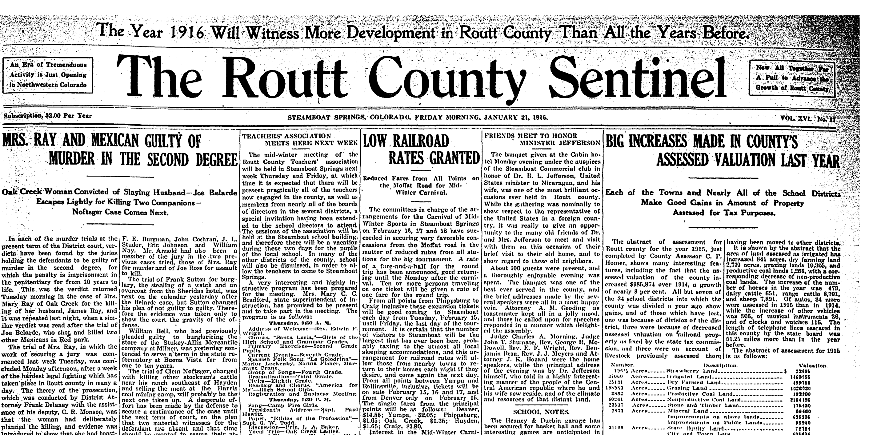 This article appeared in the Routt County Sentinel Jan. 21, 1916. The headline shows how discriminatory society was back then.