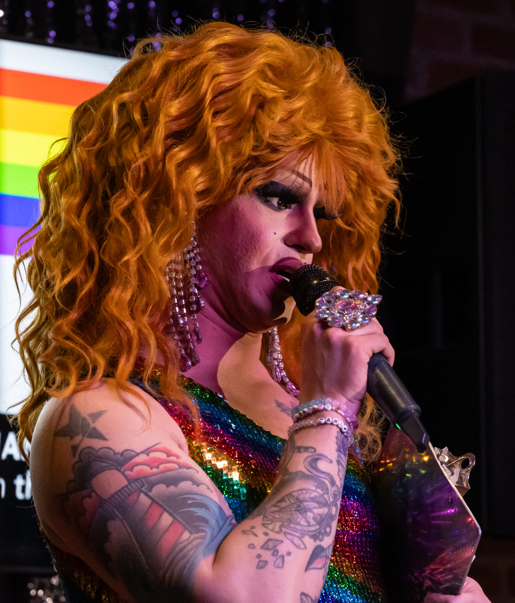 Kai Lee Mykels, who found a lifesaving home at Icons in 2022, emceed a March 18 benefit to reopen the Colorado Springs gay bar on March 18 at Hamburger Mary's in Denver. (Courtesy RDG Photography)